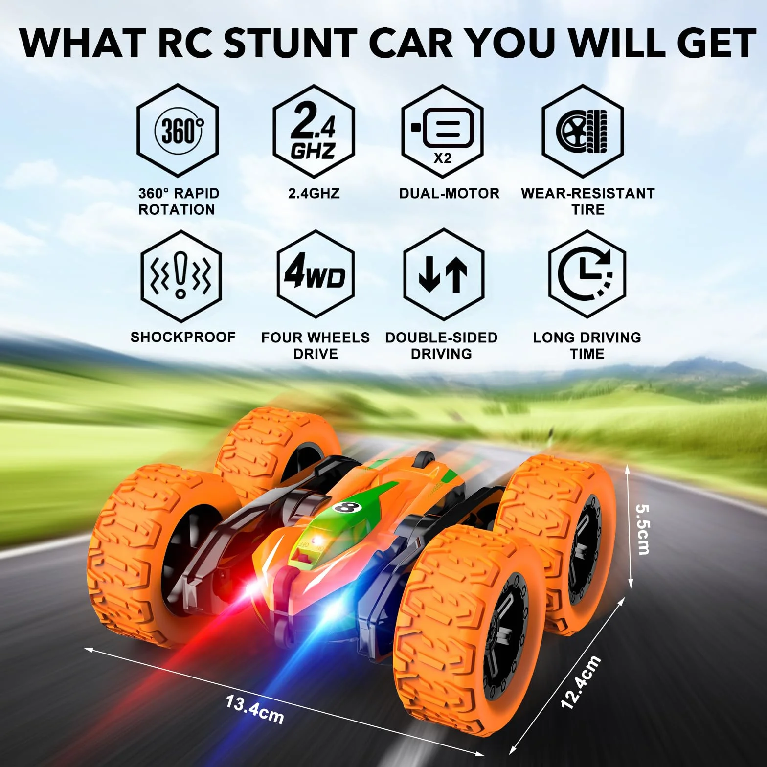 Zdalnie sterowany samochód terenowy, 4 x 4 zdalnie sterowany akumulator, 360°, obrót, samochód wyścigowy, RC Drift, zabawka, chłopiec, dziewczynka, 3, 4, 5, 6, 7, 8, 9 lat, gry na zewnątrz, prezent
