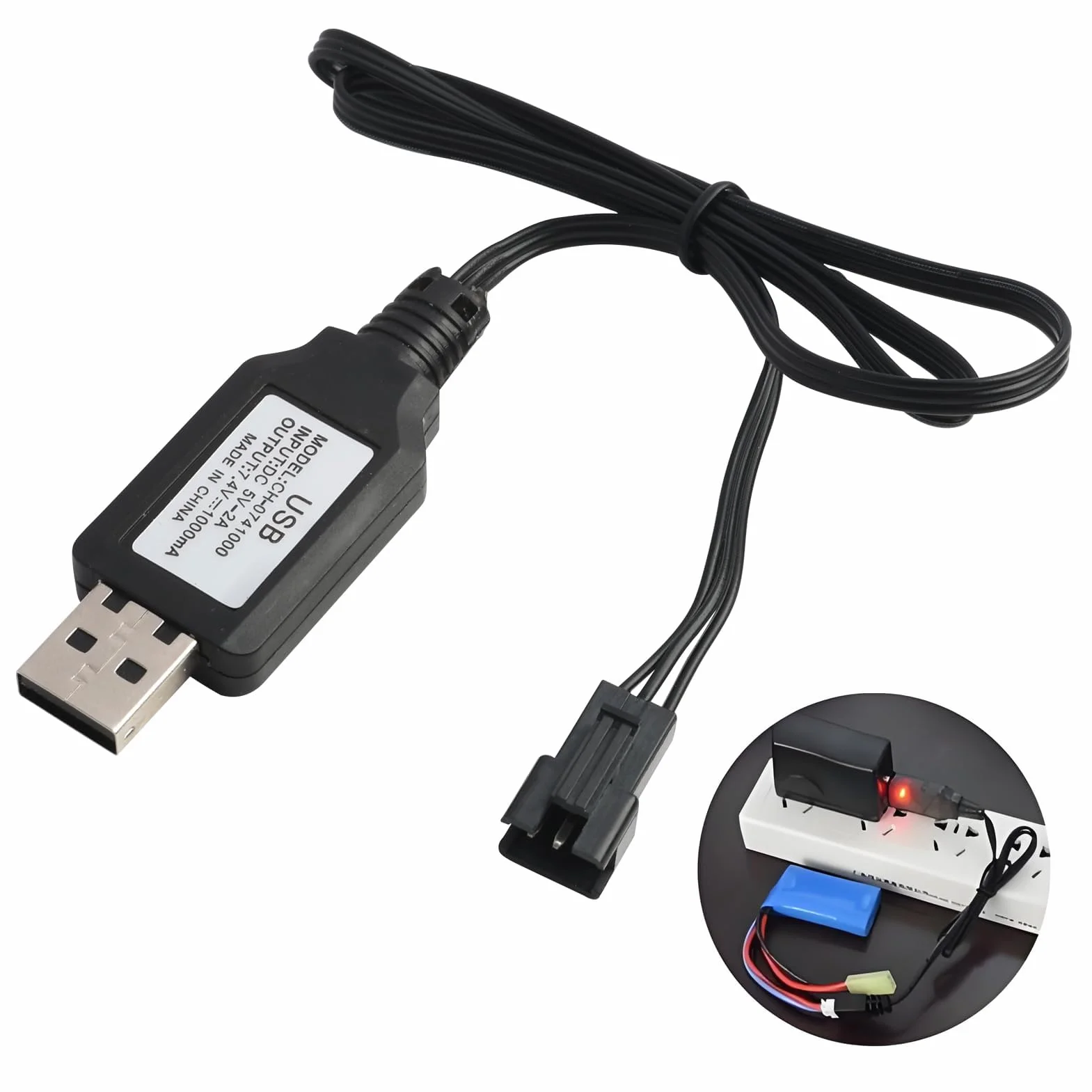 Złącze SM-3P USB kabel ładowarki do akumulatorów LiPo 7,4 V 2S RC