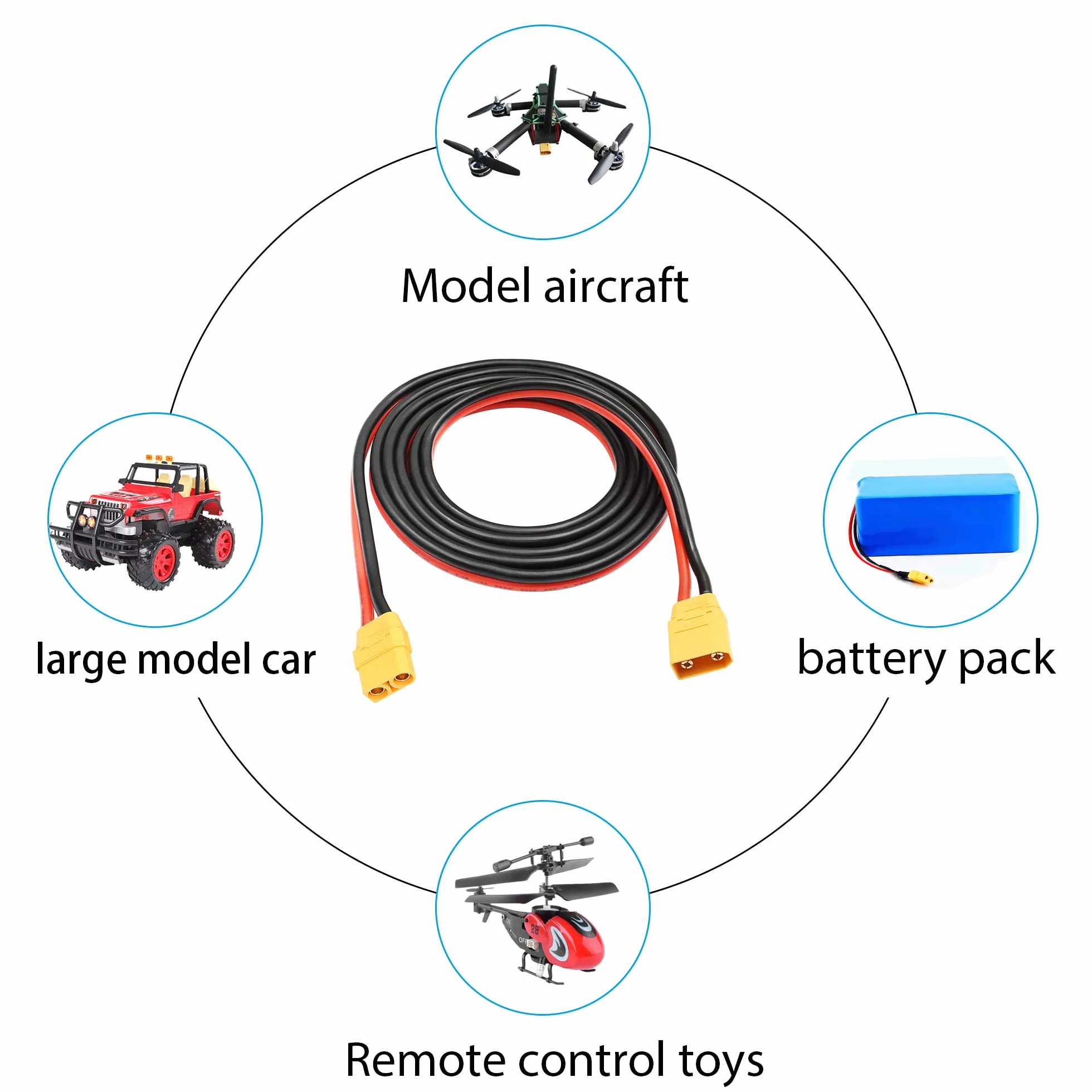2M 10AWG XT90 męskie do XT90 żeńskie złącze wtykowe do baterii RC Lipo FPV dron duży model samolotu