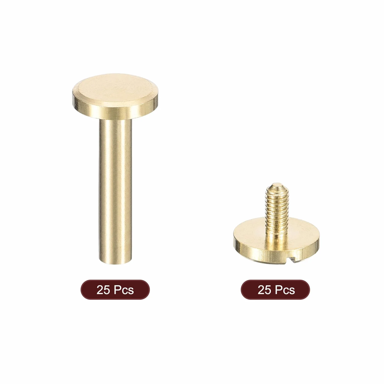 QUARKZMAN 25 sztuk mosiężnych śrub Chicago, 22 x 10 mm łeb płaski, grzbiet śrubowy, słupek wiążący, nity do samodzielnego wykonania skórzanego, pasek do paska, złoty