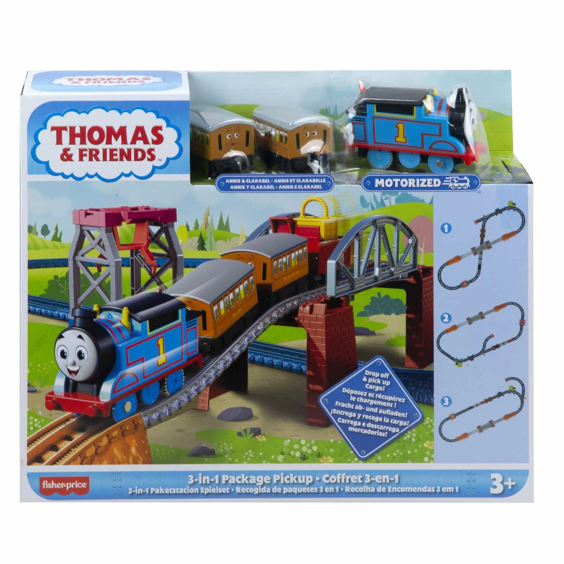 Fisher-Price Thomas & Friends 3-in-1 Package Pickup Train Set with motorized Thomas for preschoolers ages 3 years and older