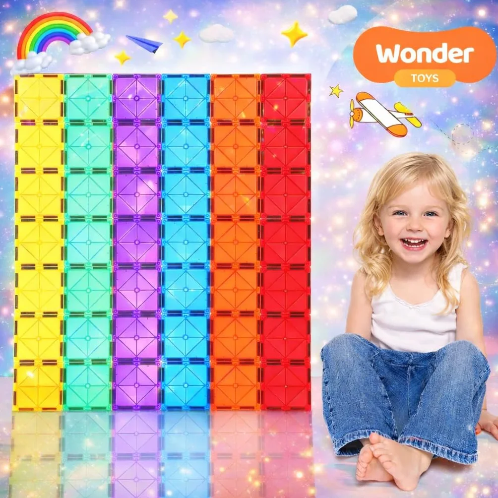 Wonder Toys Mini bloki magnetyczne – 26-częściowy zestaw podróżny, oryginalna magnetyczna zabawka budowlana dla chłopców i dziewczynek w wieku 3-7 lat. Idealne do kreatywnego budowania i nauki zabawy