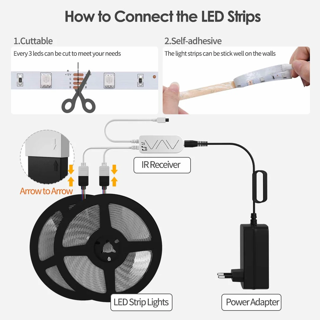 Oświetlenie LED Strip 15m, WEILY WiFi Smart App Control LED Lights, Współpracuje z Alexa i Asystentem Google, Synchronizacja muzyki RGB Zmiana koloru LED do sypialni Dom Kuchnia TV Party Decoration