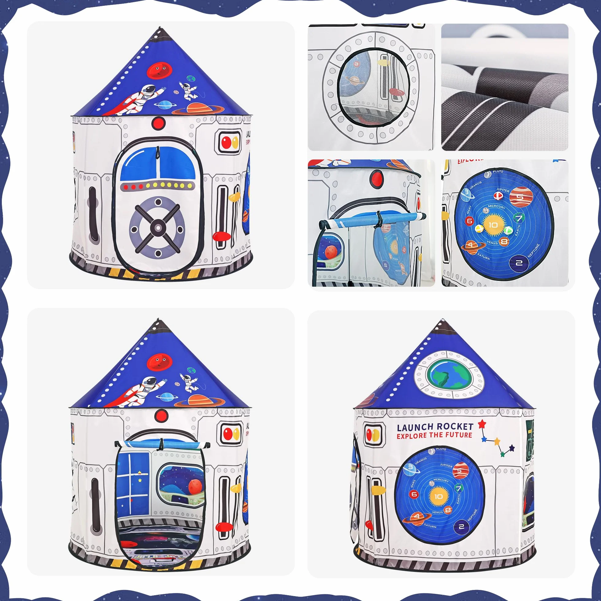 Namiot rakietowy dla dzieci, namiot do zabawy wewnątrz na zewnątrz, domek do zabawy, pokój zabaw rakietowy kosmiczny, astronauta dla chłopców dziewcząt, składany domek,zamek, dla dzieci prezent na