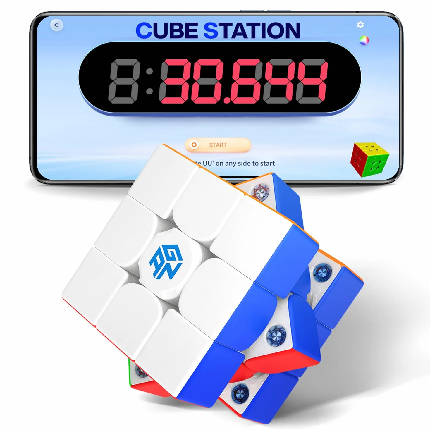 GAN 356iCarry2 Smart Magic kostka Magnetyczna 3x3, Inteligentna Puzzle Prędkości z 700-godzinnym Czasem Pracy Baterii i Śledzeniem w Czasie Rzeczywistym, Pokryta UV