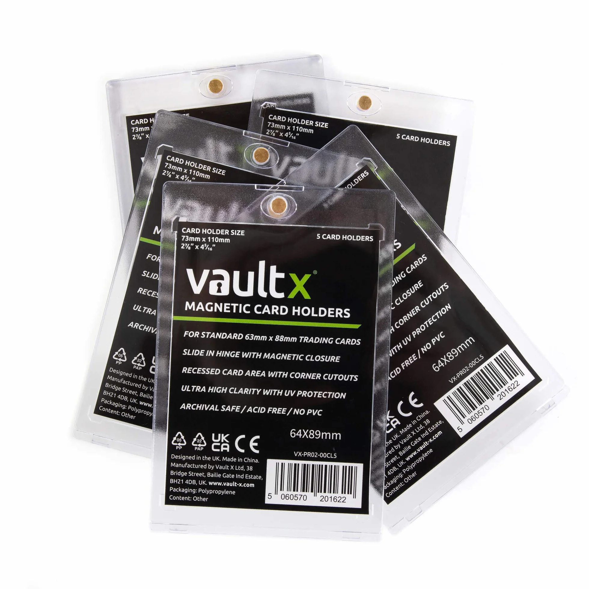 Vault X magnetyczne etui na karty 35pt do kart kolekcjonerskich, jednoczęściowe twarde opakowania z ochroną UV, przezroczysta ekspozycja do gier kolekcjonerskich, sportowych, TCG (opakowanie 5 szt.)