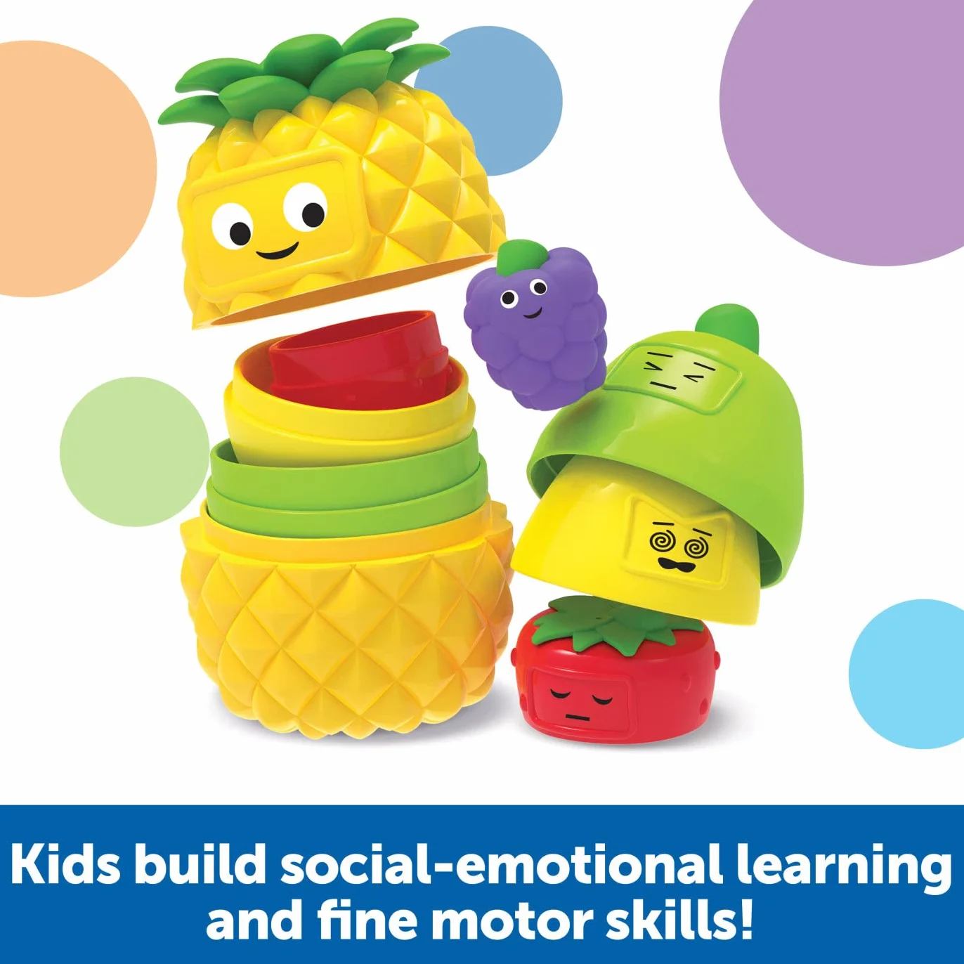 Learning Resources Owocowi Przyjaciele Jeden w Drugim Big Feelings, 9 elementów, Zabawki do edukacji społeczno-emocjonalnej dla małych dzieci, Zabawki sensoryczne