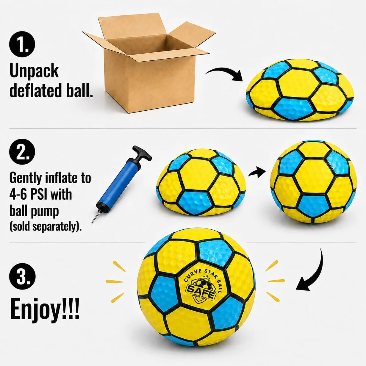 Safe Sport Gear Curve Star Football - Curve Your Shots Like a Pro dzięki temu zabawnemu prezentowi piłkarskiemu dla dzieci - niesamowita lekka piłka nożna rozmiar 5 dla dzieci