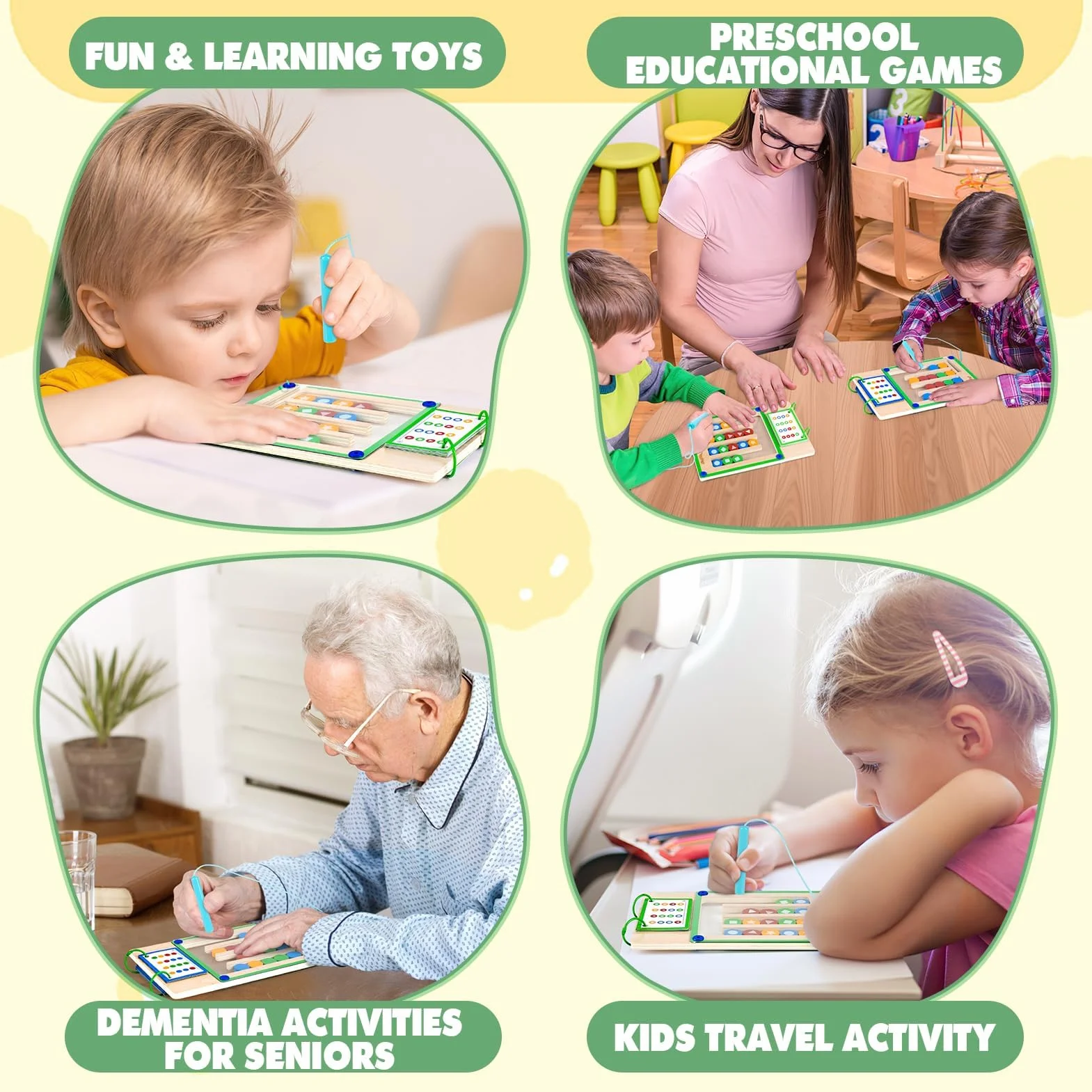 Vanplay Montessori Zabawka od 3 4 5 6 lat, Gry magnetyczne Labirynt Zabawka z sortowaniem z drewna, Zabawka edukacyjna Prezent Zabawka od 3 4 5 6 lat dla dziewczynek i chłopców