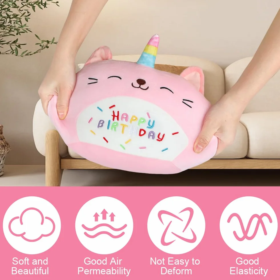 Vicloon Pluszowa poduszka, pluszowa poduszka w kształcie kota, kawaii miękka zabawka, pluszowe zwierzęta, super miękka, pluszowa lalka, prezent dla dziewczynki w wieku 3 lat (jednorożec, 24 cm)