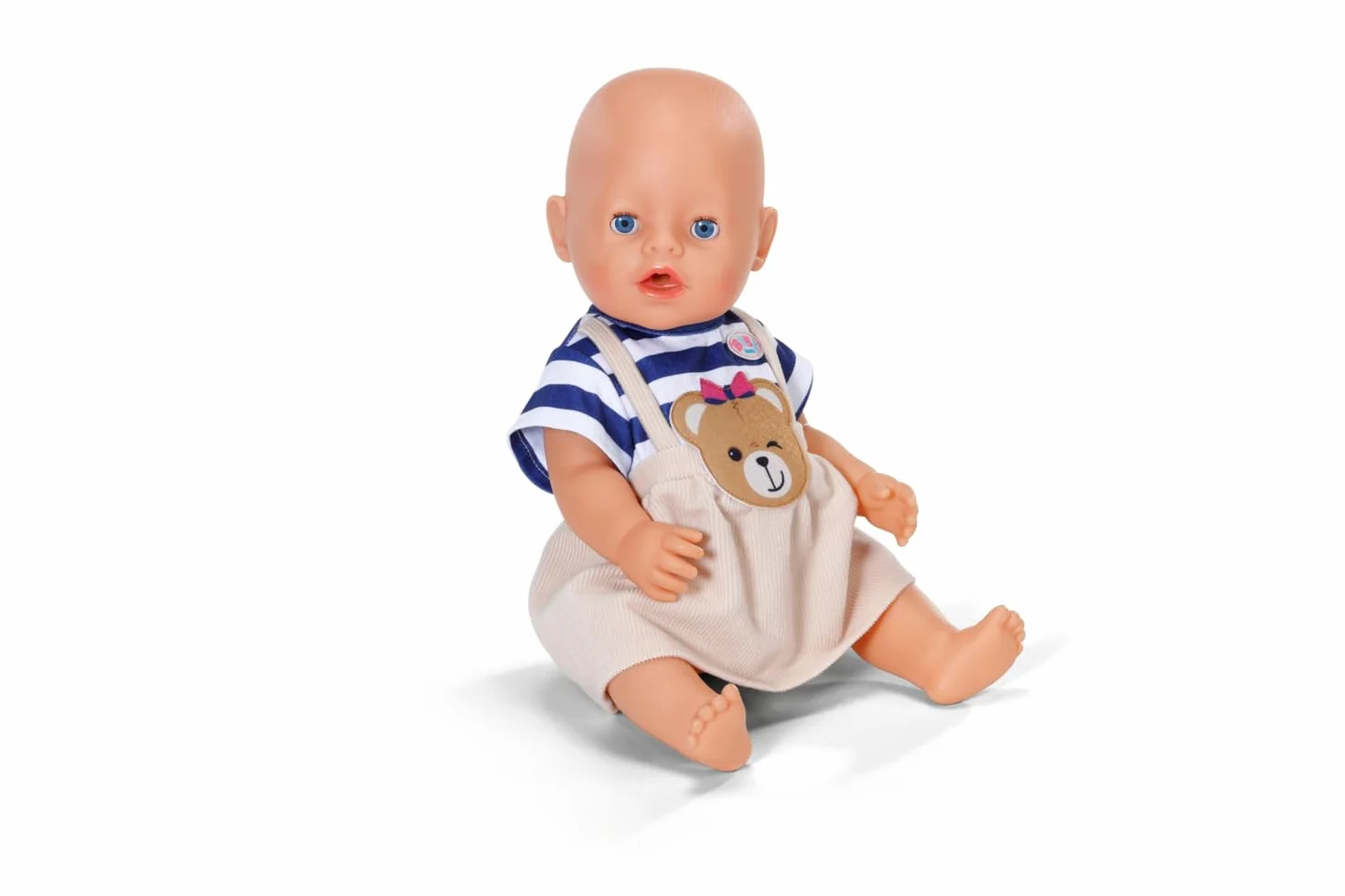 BABY born Teddy Sukienka w paski z aplikacją misia i dopasowanymi butami - dla lalek 43 cm - 3 lata