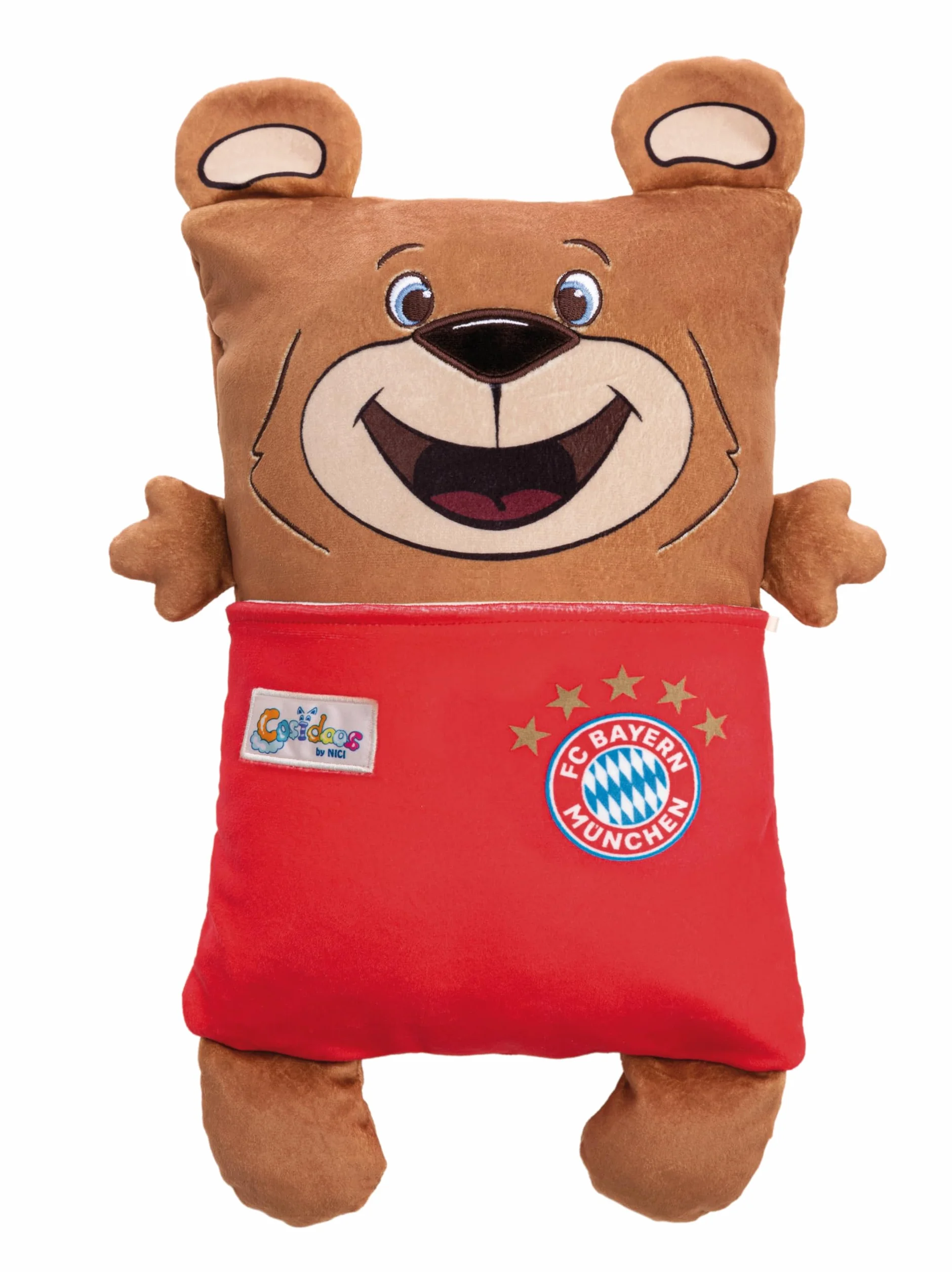 NICI 63177 Cosidoos przytulanka FC Bayern Monachium, odwracalna, miękki pluszak, urocza pluszowa zabawka do przytulania i zabawy, dla dzieci i dorosłych, świetny pomysł na prezent, 30 x 20cm, brązowa