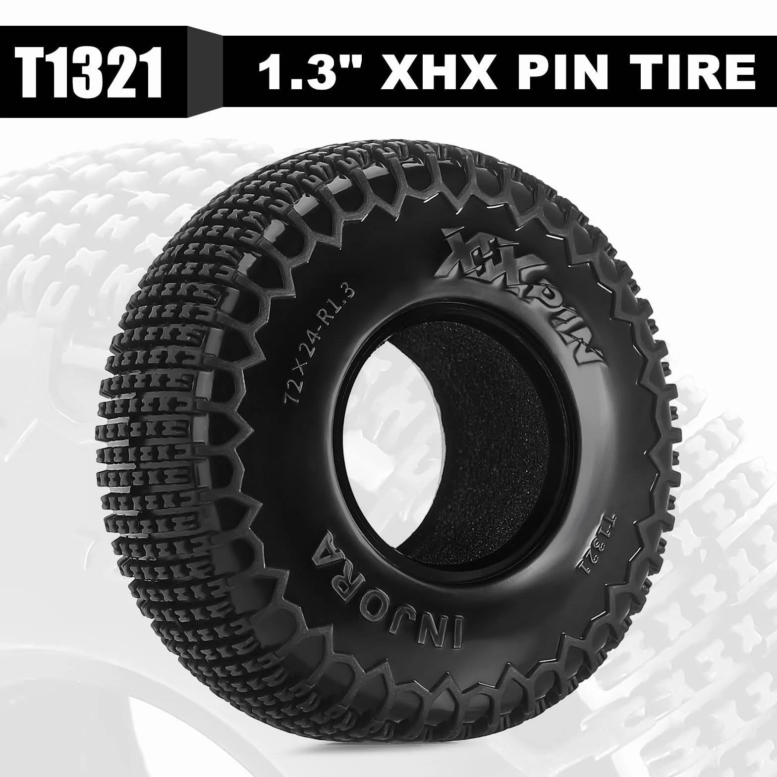 INJORA 1,3" XHX opony rysunkowe dla TRX4m SCX24, 72 * 24mm, S5 Compound, 4 sztuki