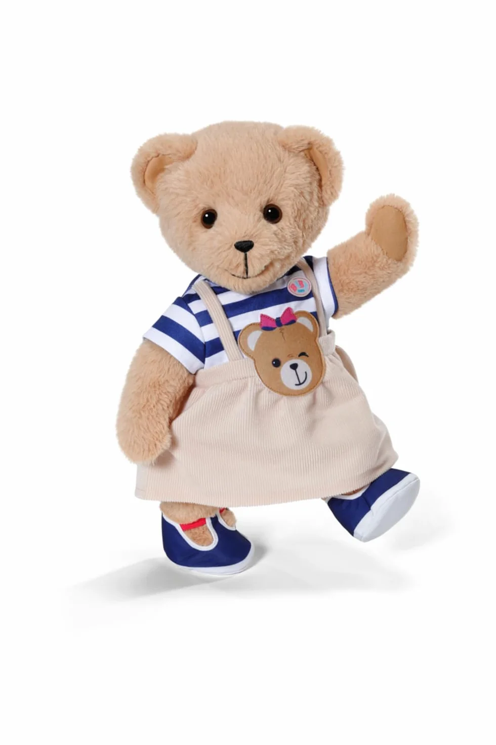 BABY born Teddy Sukienka w paski z aplikacją misia i dopasowanymi butami - dla lalek 43 cm - 3 lata