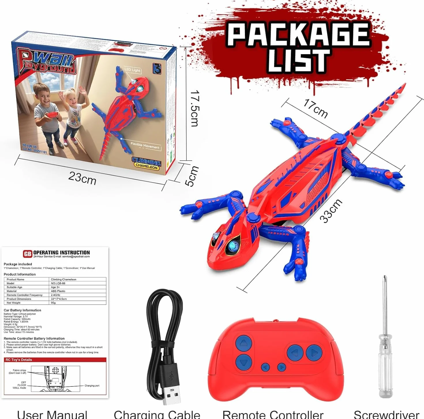 Mieryd Gecko sterowany radiowo, pilot zdalnego sterowania z oczami LED, pająk RC robot zabawka dla dzieci, interaktywny spacerowicz, który wspina się po ścianie, kreatywna gra, prezent urodzinowy dla