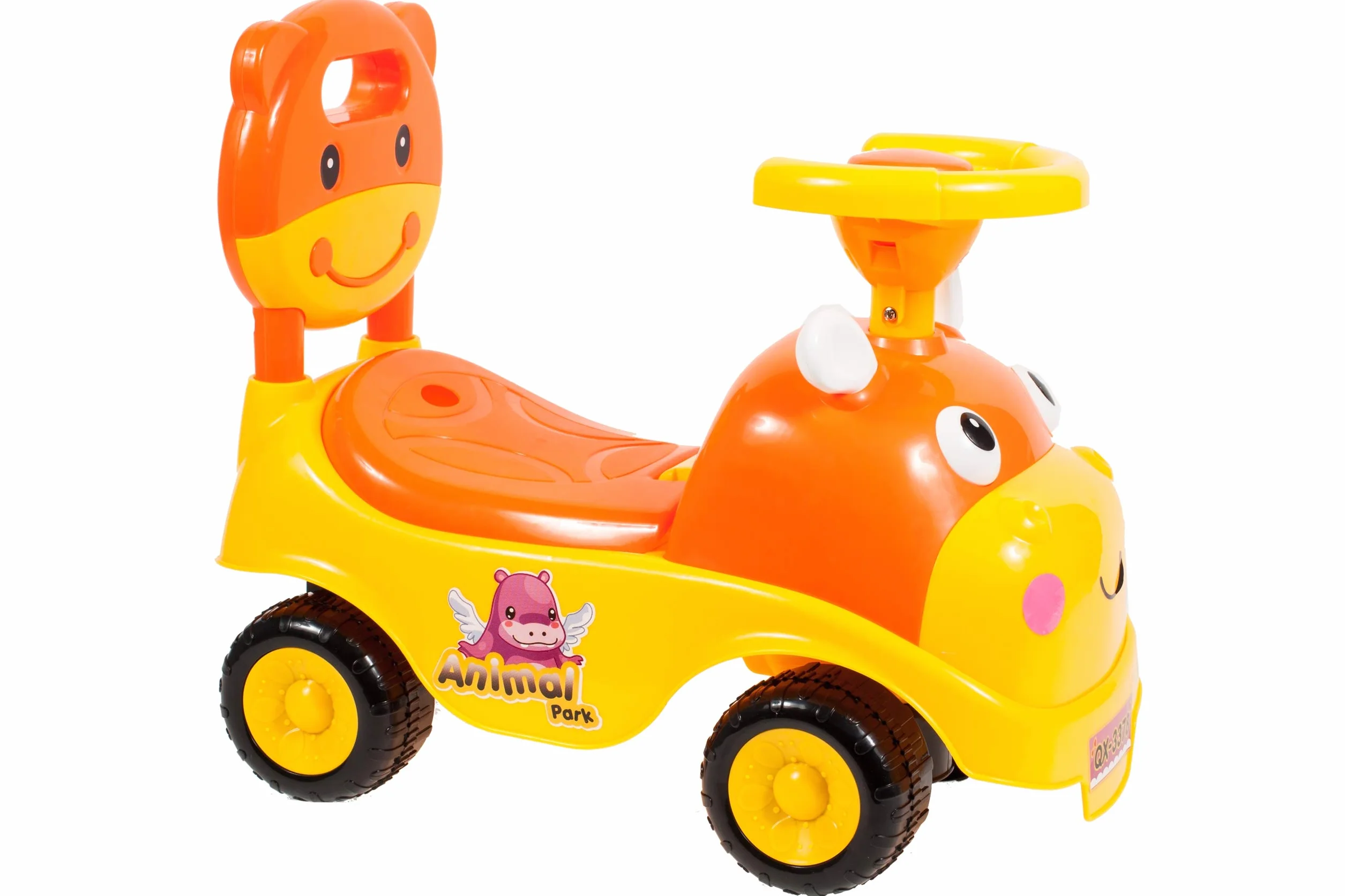 MalPlay 5901924207429 Jeździk Pchacz Krówka Hipcio ,Brązowy; Różowy; Pomarańczowy