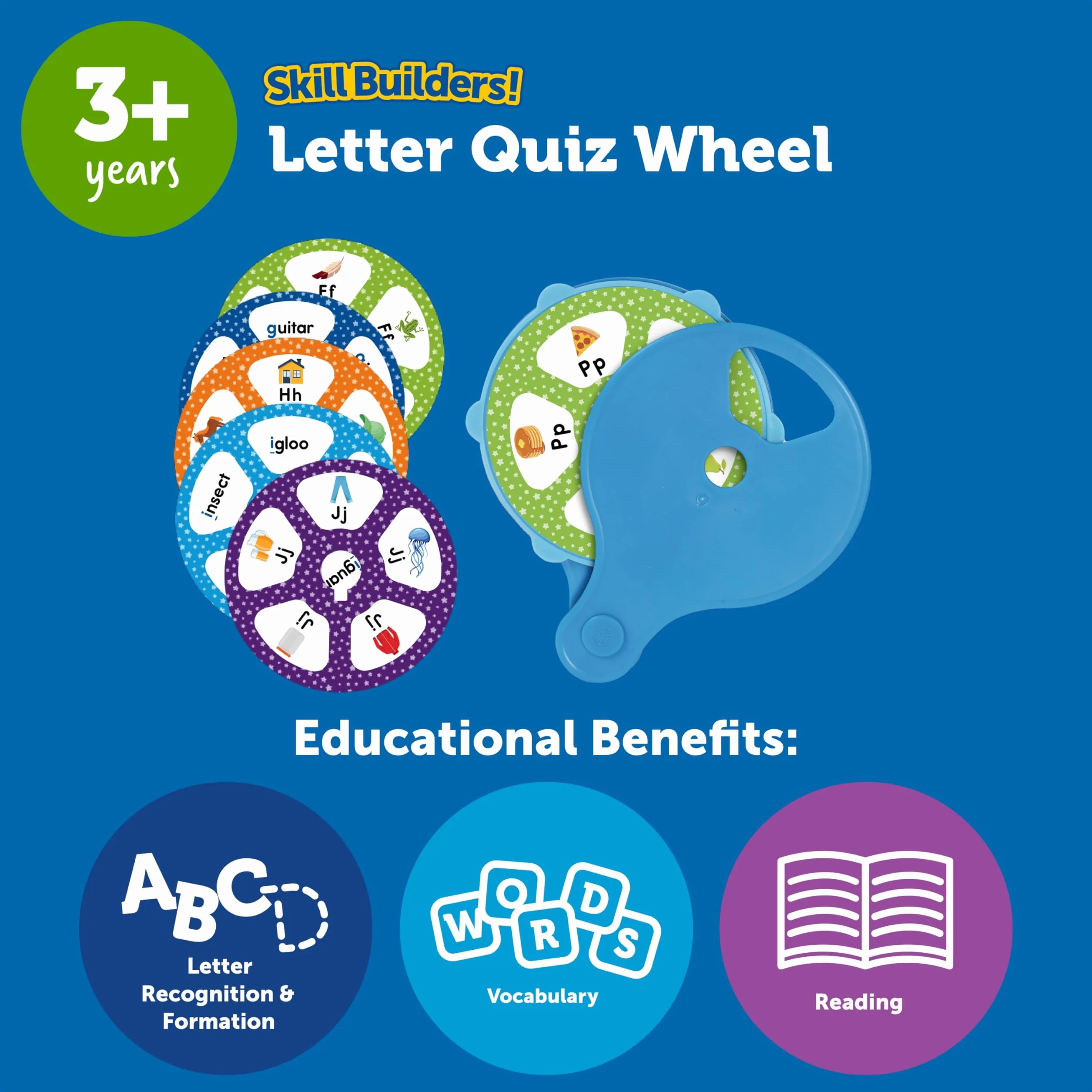 Learning Resources Konstruktorzy umiejętności! Koło quizu z literami, karty Flash z alfabetem, gry do czytania, Sight Words Flash Cards Kindergarten, Ages3+, 28 sztuk