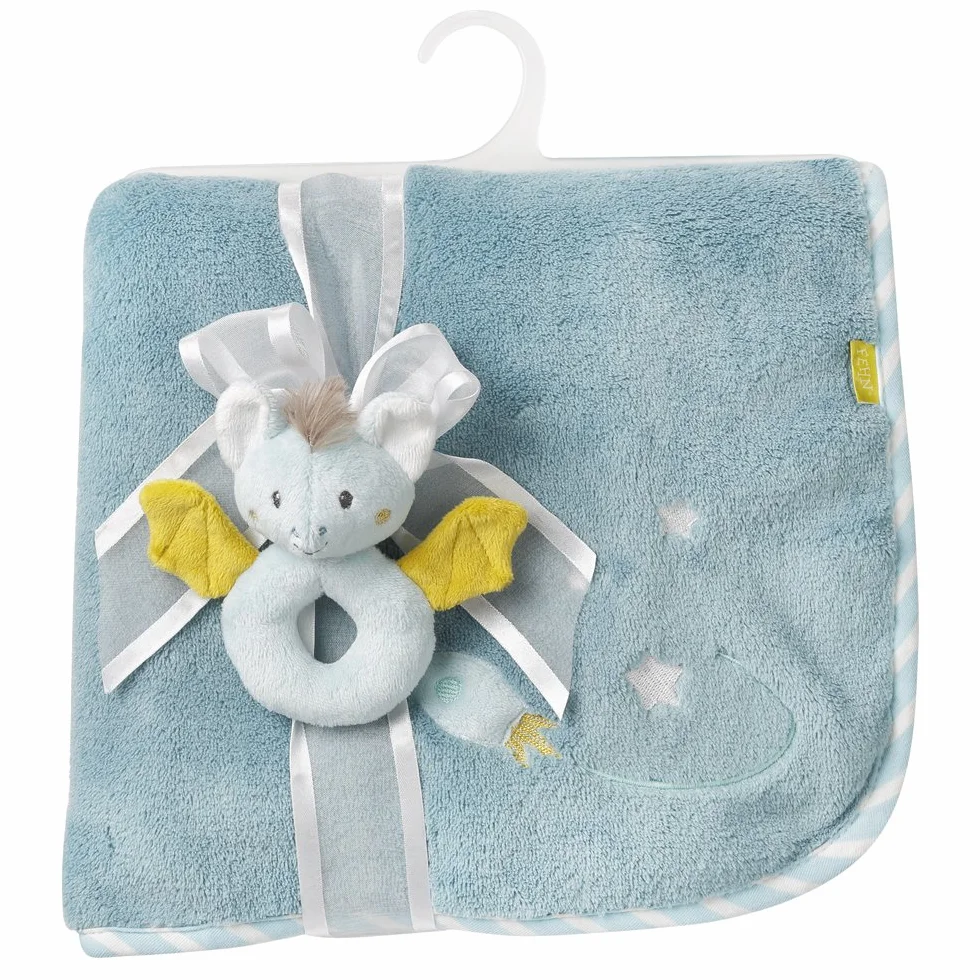 Fehn 065183 Kuscheldecke Fledermaus/Kuschelige Schmusedecke für Babys und Kleinkinder ab 0+ Monaten - zum Kuscheln, als Krabbelunterlage oder Schnuffeltuch, Maße: 100x75cm