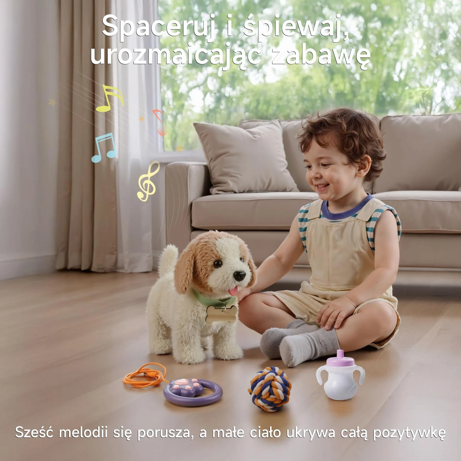 OR OR TU Chodzące Pies zabawki dla psów dla dzieci, chodzenie i szczekanie na smyczy, realistyczne interaktywne zabawki dla psów Pluszowy elektroniczny szczeniak dla dzieci 3+ lat Dziewczynki Chło