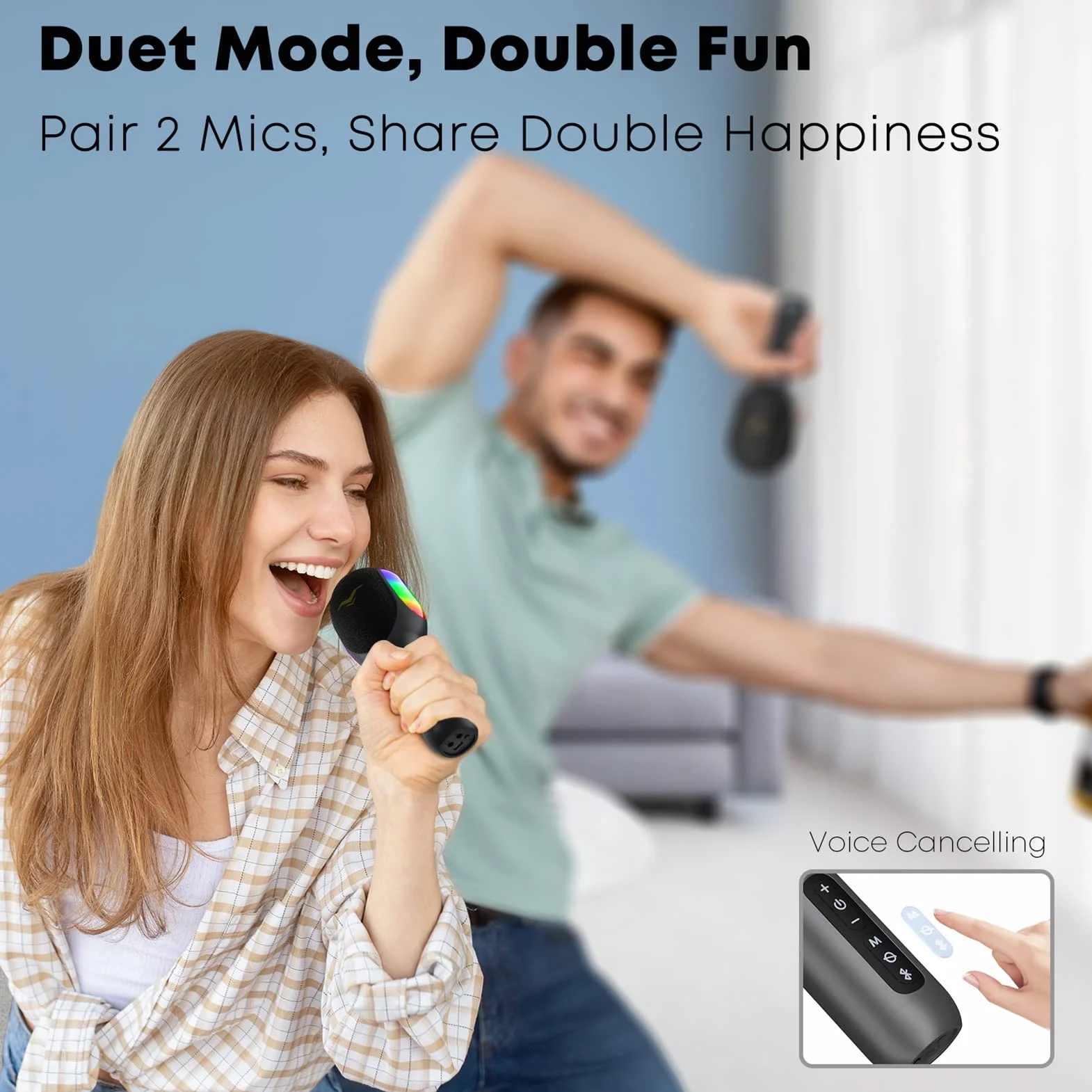 StageSound Mikrofon do karaoke, bezprzewodowy Bluetooth LED, przenośny zestaw dla dzieci, nagrywanie muzyki, tryb akompaniamentu, domowe urządzenie do karaoke, kompatybilny z systemem iOS Android FM w