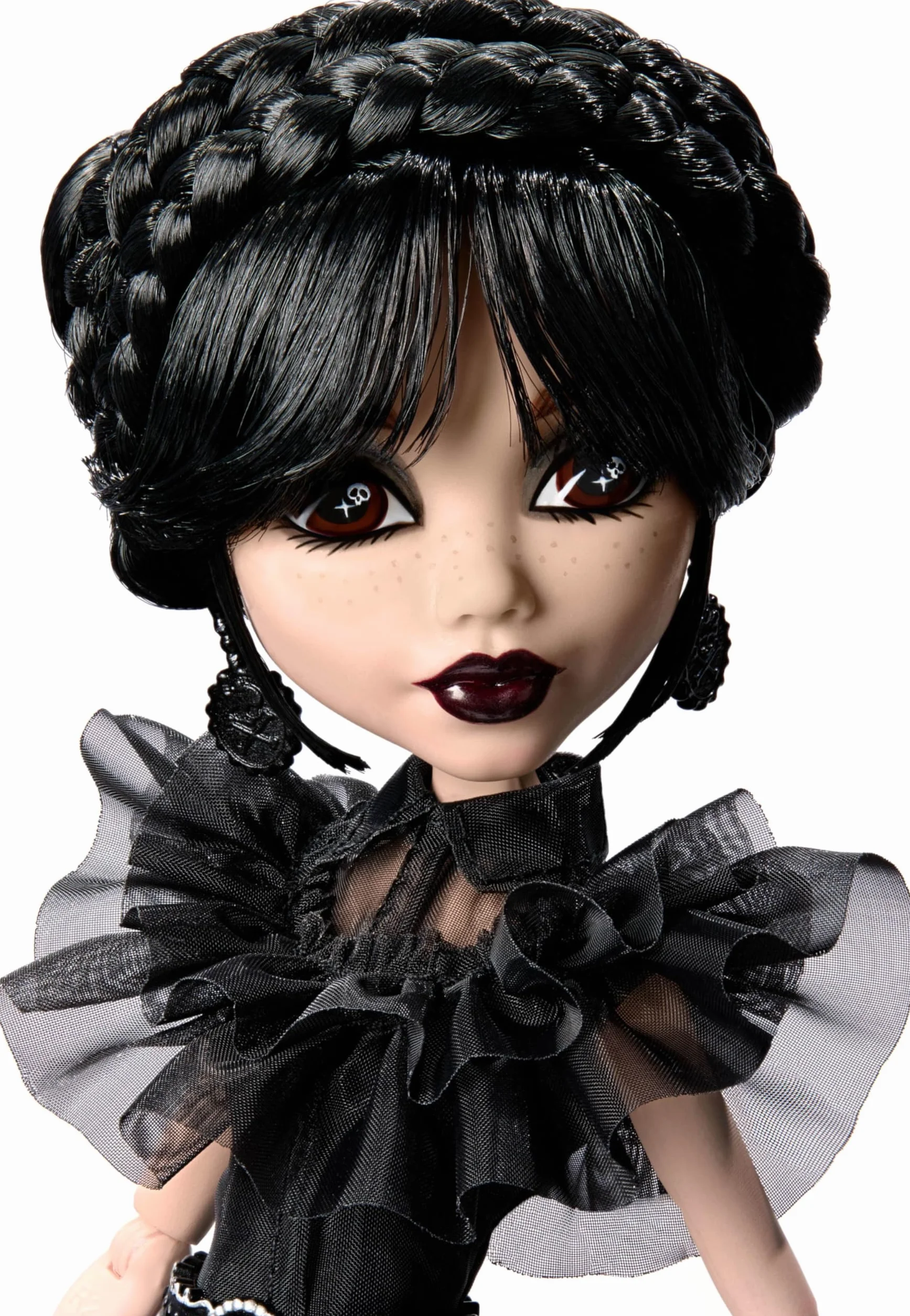 Monster High Wednesday na balu Rave'N Lalka kolekcjonerska w czarnej gotyckiej sukni inspirowanej sceną z balu, akcesoria premium i podstawka dla lalki, HXJ03