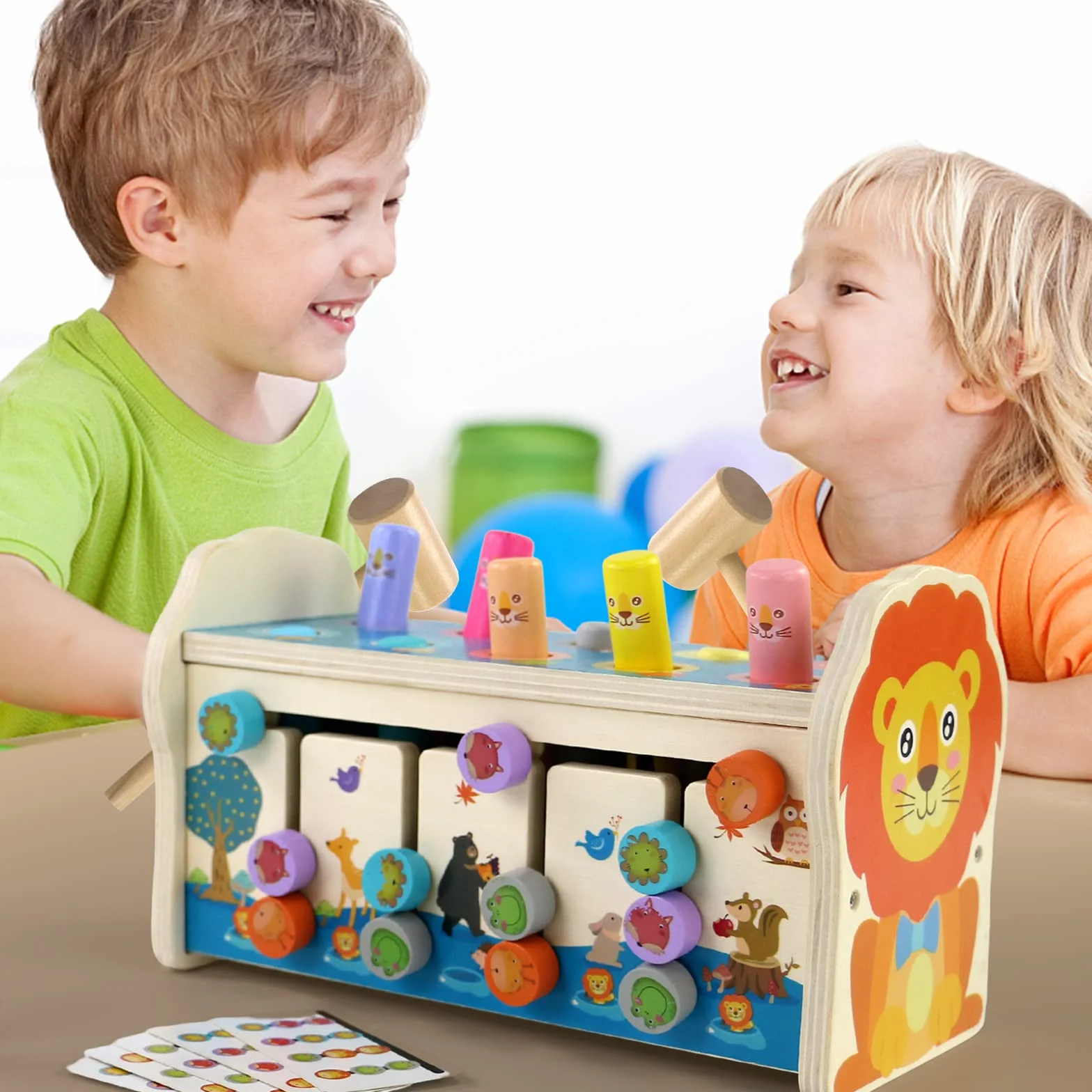 Montessori zabawka motoryczna 4w1 drewniana z ksylofonem labirynt dla dzieci od 1 roku prezent