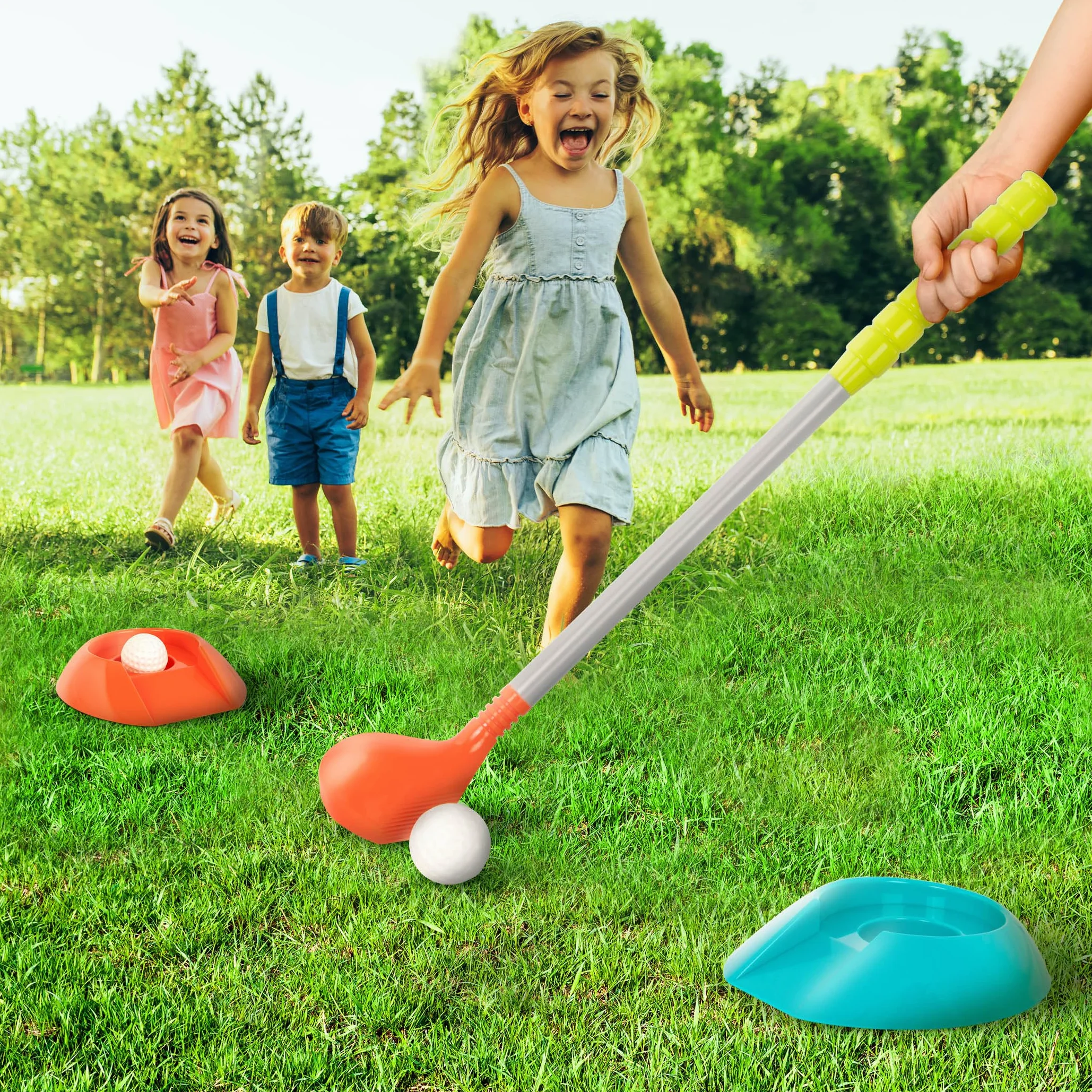 Battat Zestaw golfowy dla dzieci - 2 kluby, piłki, kubki do wkładania - gry wewnątrz i na zewnątrz - 3+ lata