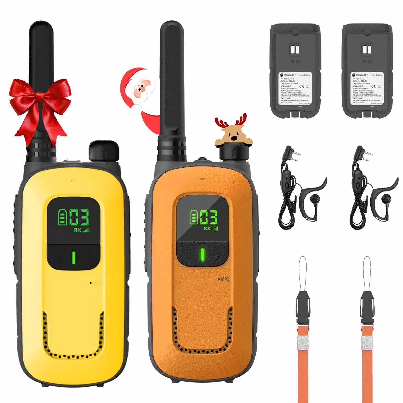Radioddity PR-T3 Walkie Talkie dla dzieci PMR446 krótkofalówka VOX z 16 kanałami, latarka, zasięg 4 km, ładowalne akumulatory na przygody, aktywności na świeżym powietrzu, kemping, 2 sztuki