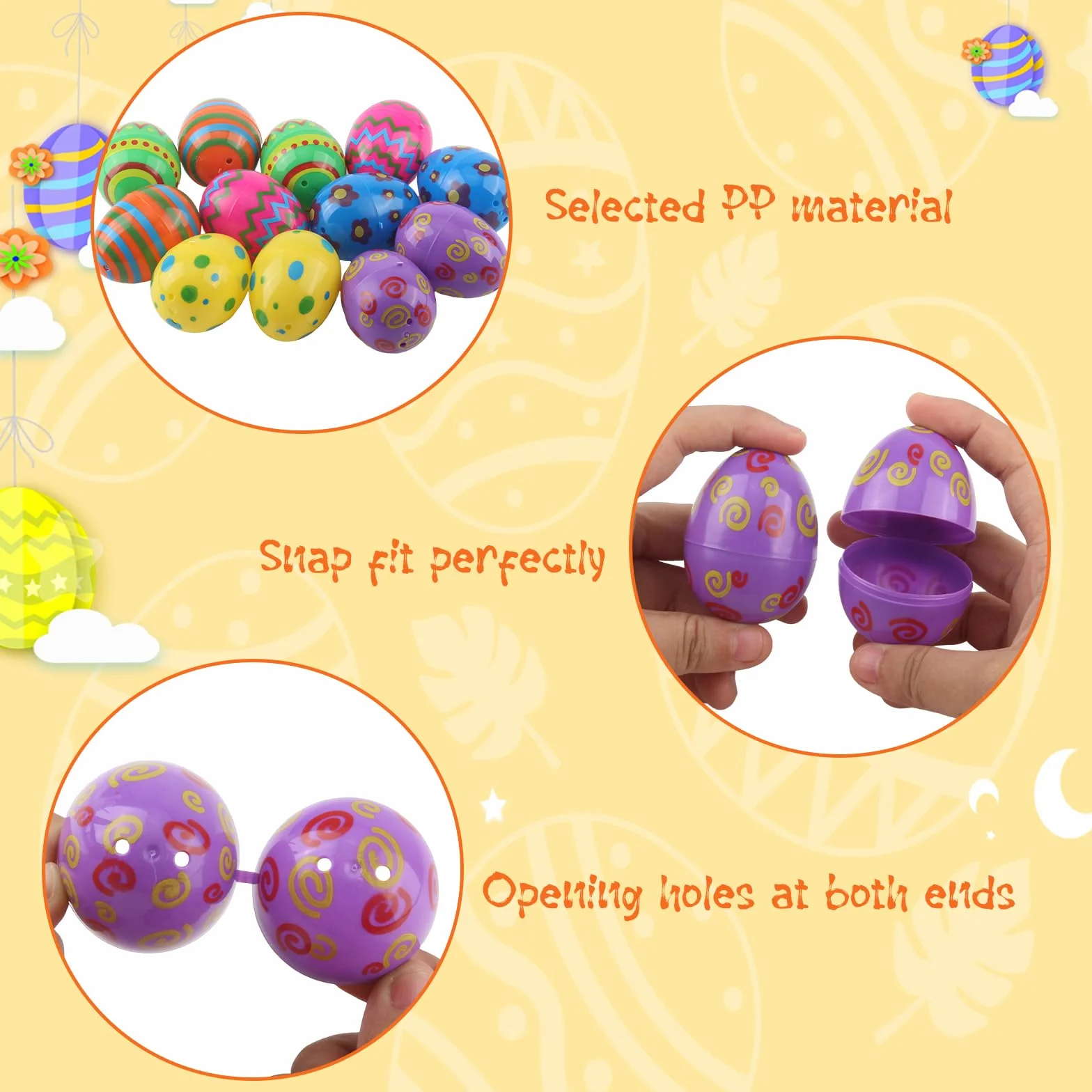Vaskula 36 sztuk plastikowych jajek wielkanocnych do napełniania, 6 cm, nadrukowane kolory, plastikowe jajka, kosz prezentowy, wypełnienie, dekoracja na imprezę tematyczną, prezenty niespodzianka