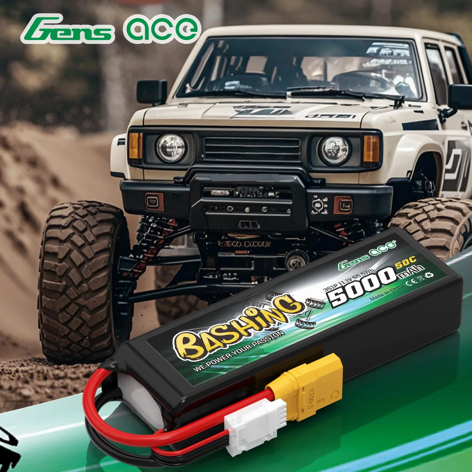Gens Ace 3S LiPo akumulator 11,1 V 5000 mAh 50C z wtyczką XT90 bateria bashing do 1/8,1/10 RC samochód RC samolot, helikopter RC, RC Hobby