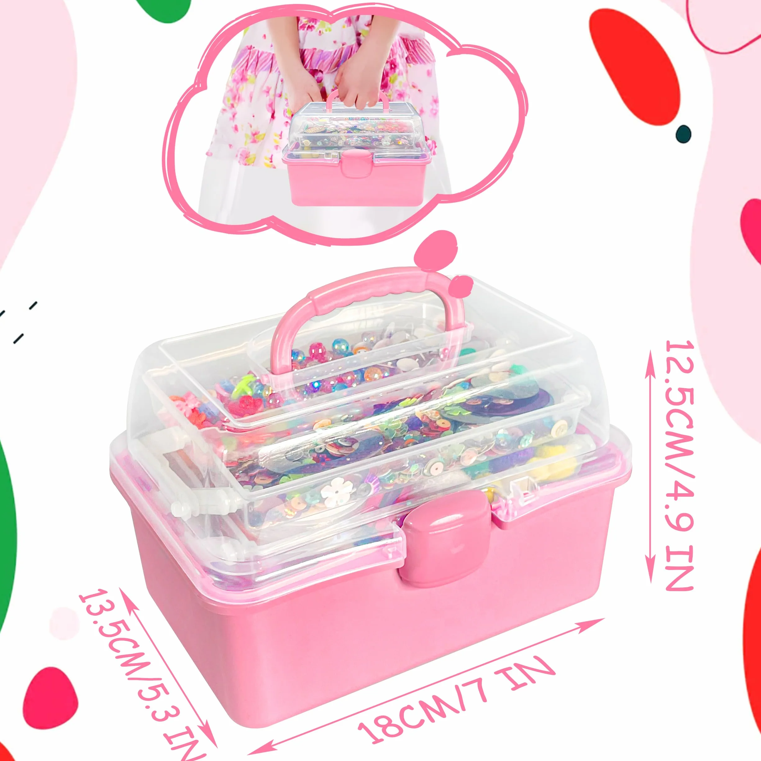 LINAYE Zestaw 2500 Sztuk do Majsterkowania, Walizka dla Dzieci, Materiały do Czyszczenia Fajek, Pomponów, Scrapbookingu, dla Chłopców i Dziewczynek