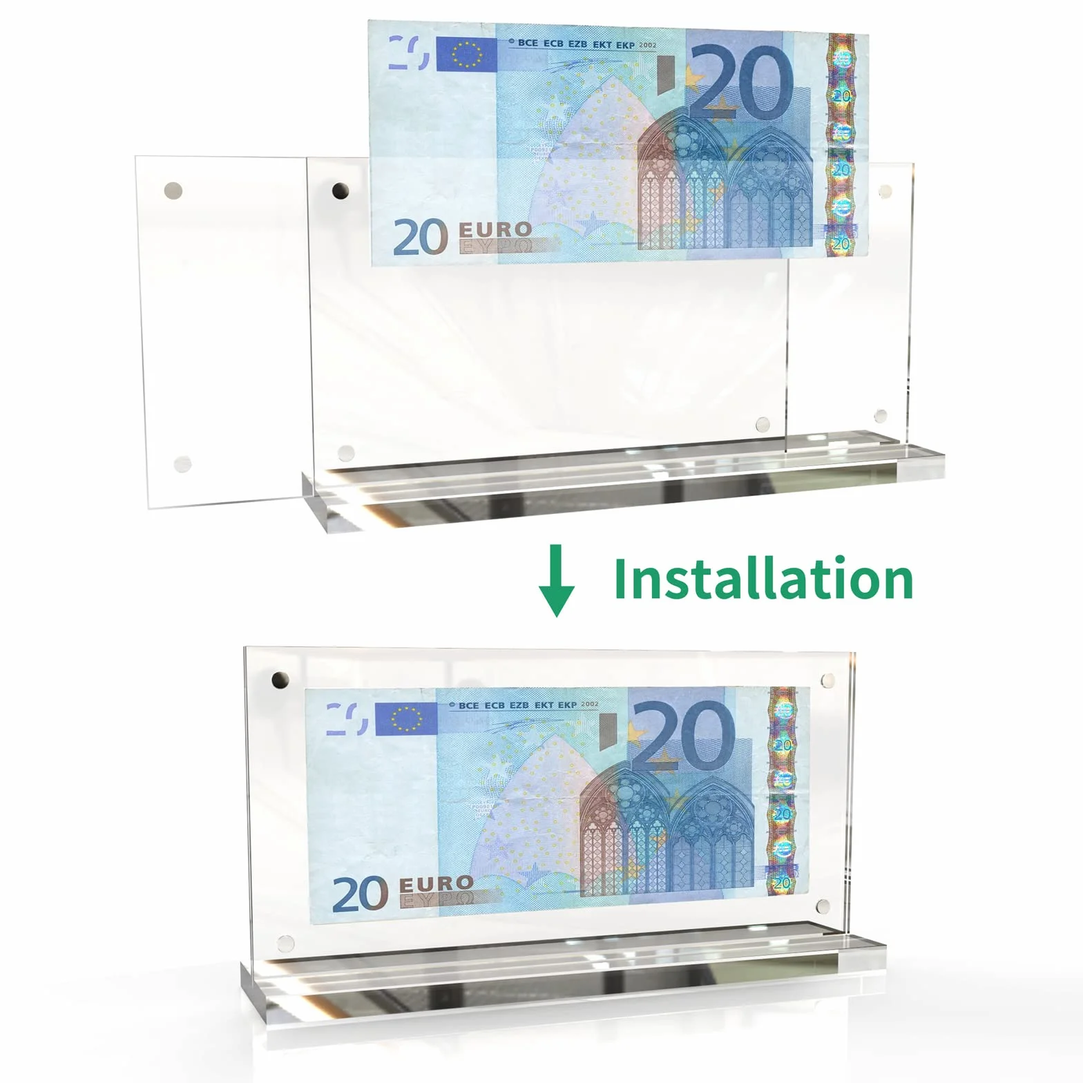 2 sztuki akrylowych banknotów do ekspozycji Euro Bill uchwyt na zdjęcia kolekcjonerów Clear Bill Frame Ticket Protector Stempel Akcesoria kolekcjonerskie