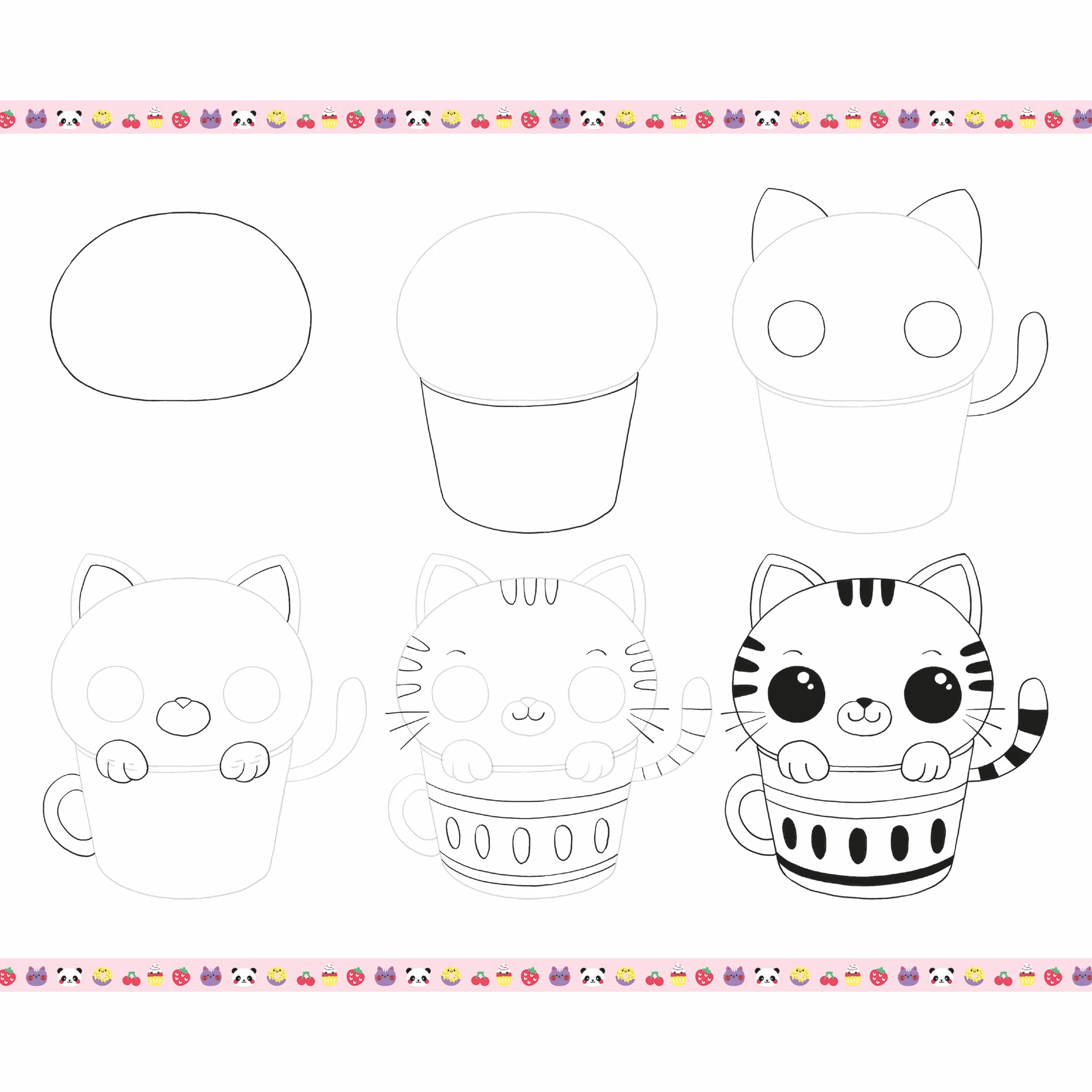 Janod - Step by Step Drawing - Naucz się rysować - 20 modeli Kawaii - Zestaw rysunkowy dla dzieci - Nauka rysowania i koncentracji - Od 6 lat - J09156
