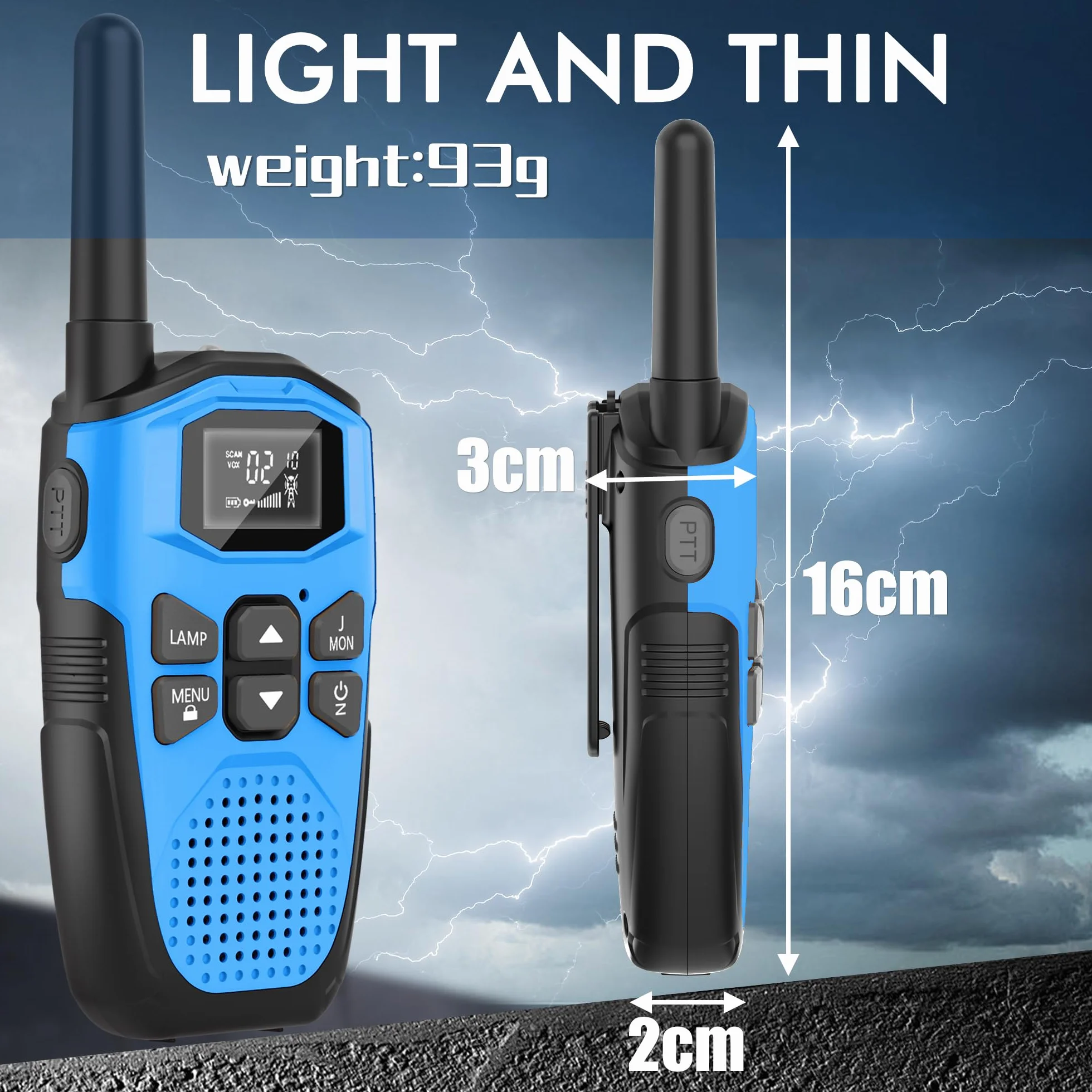 Walkie Talkie dla dorosłych o dużym zasięgu, 4 sztuki, NXGKET Akumulatorowe Walkie Talkie dla dzieci z wbudowaną baterią litowo-jonową, 16-kanałowe radio z kablem ładującym typu C, na kemping