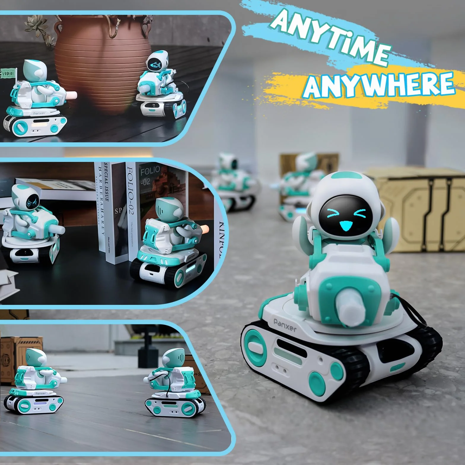 Panxer – czołg bojowy RC do robota Eilik, zabawki samochodowe z oświetleniem LED i pilotem zdalnego sterowania 2,4 GHz, tryb jednoosobowy i wieloosobowy, prezenty dla chłopców i dziewcząt, Eilik nie