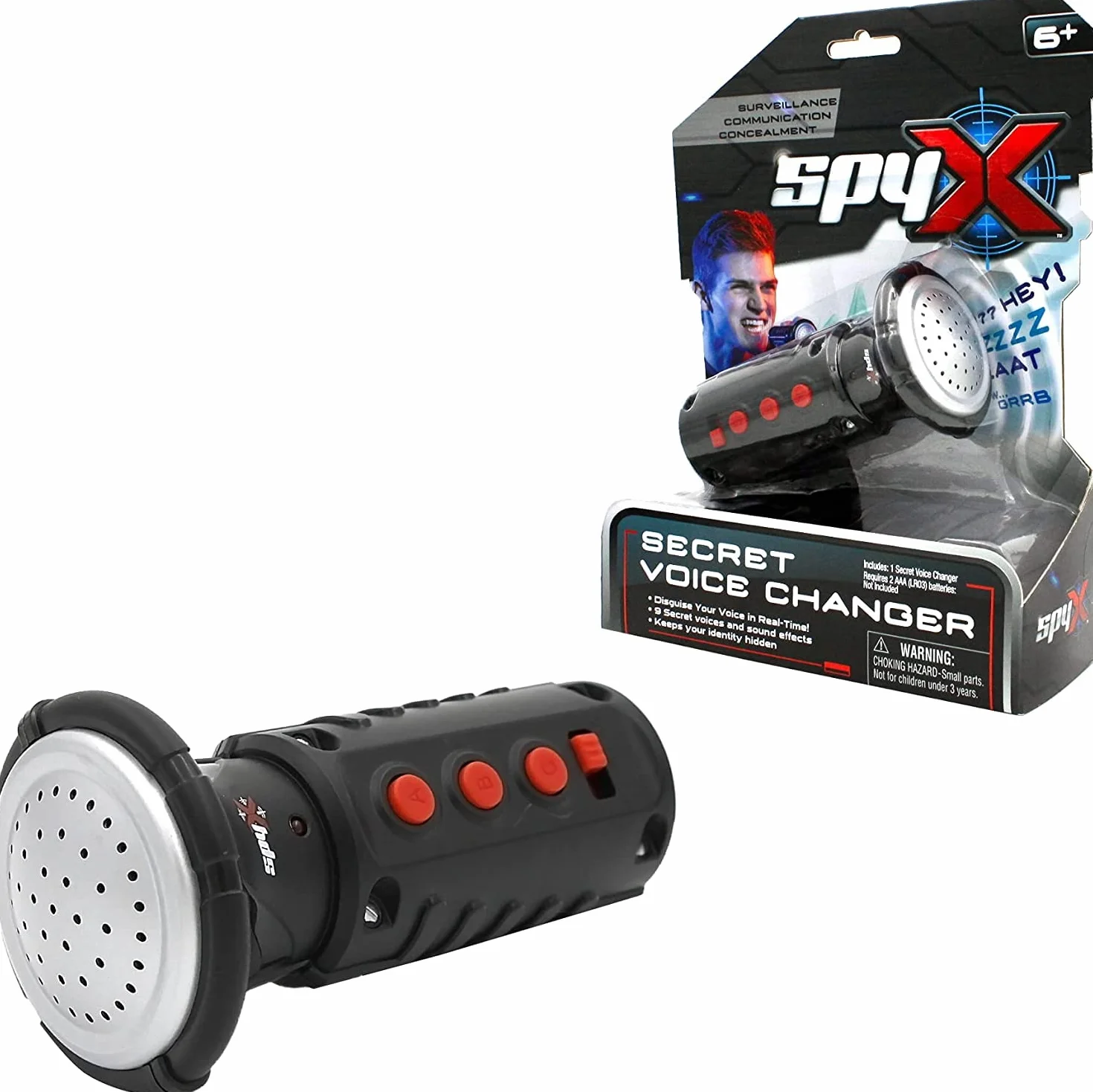 SpyX 10537 Tajny zmieniacz głosu dla dzieci - Przebranie i ukrywanie swojej tożsamości dla zabawnych misji szpiegowskich - Zawiera tajny zmieniacz głosu z 9 trybami zniekształceń, ponad 6 lat