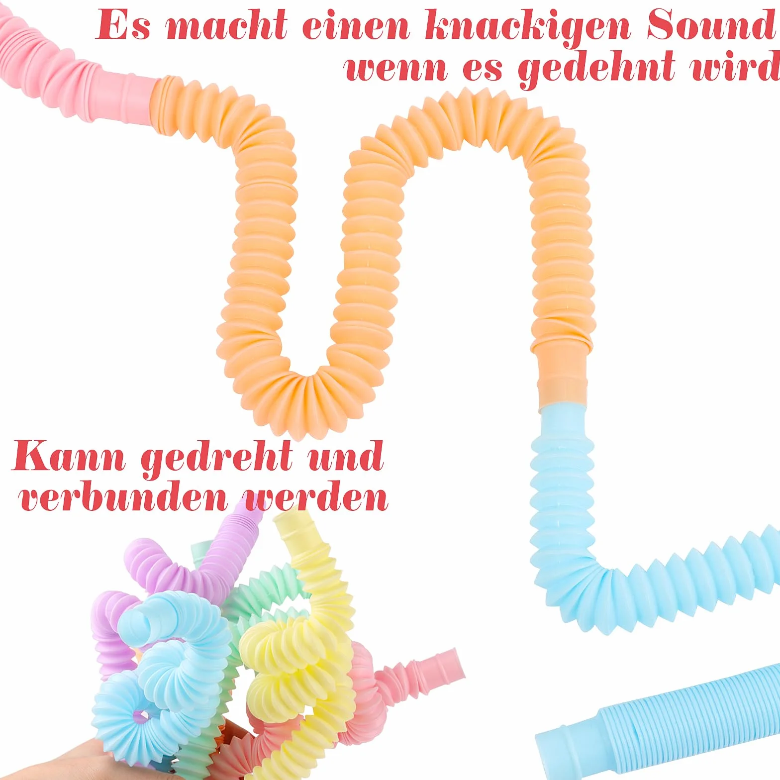 LOMIMOS 24 sztuki Pop Tubes, mini rurki sensoryczne, kolorowe rurki ze stretchem, zabawka dla dzieci i dorosłych