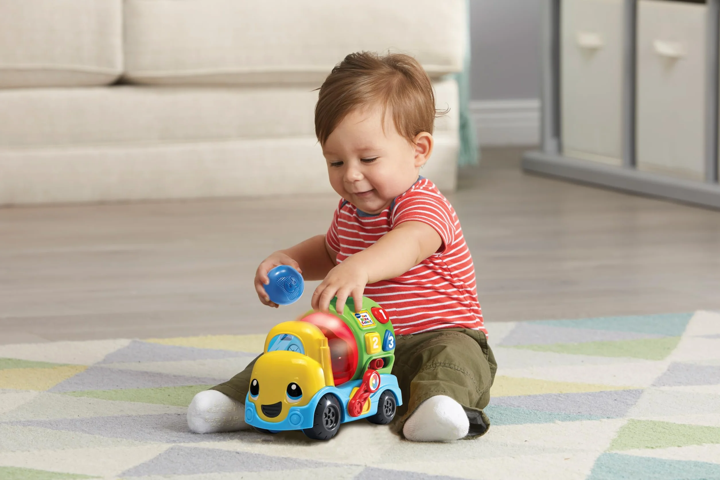 VTech Max Mixa Colori, gadająca ciężarówka, 5 melodii, rozpoznawanie i mieszanie kolorów, 3 tryby gry, regulacja głośności, automatyczne wyłączanie, język włoski, baterie w zestawie, 12-36 miesięcy