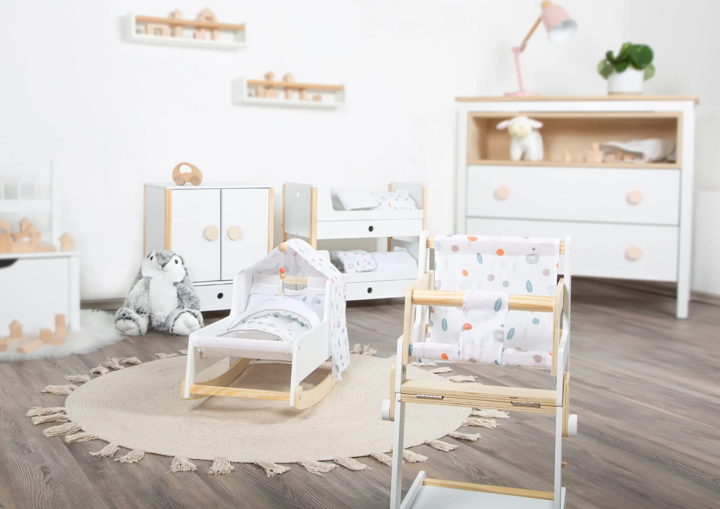 small foot 11814 lalka mały guzik wielofunkcyjne krzesełko kombi dla dzieci zabawki biały Klein