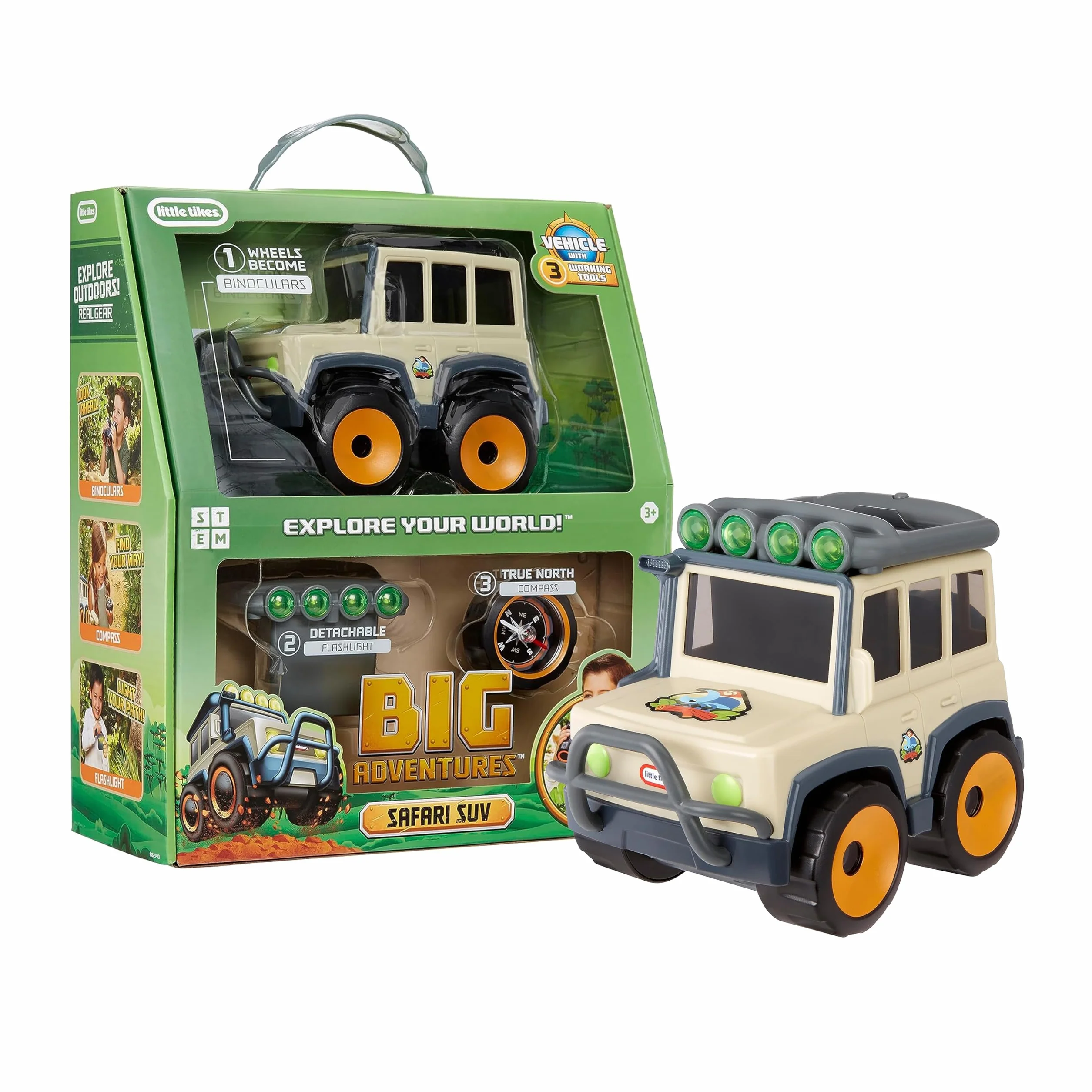 Little Tikes Big Adventures Safari SUV STEM Toy - w zestawie pojazd z lornetką, latarką i kompasem - Świetny prezent dla dzieci w wieku 3+