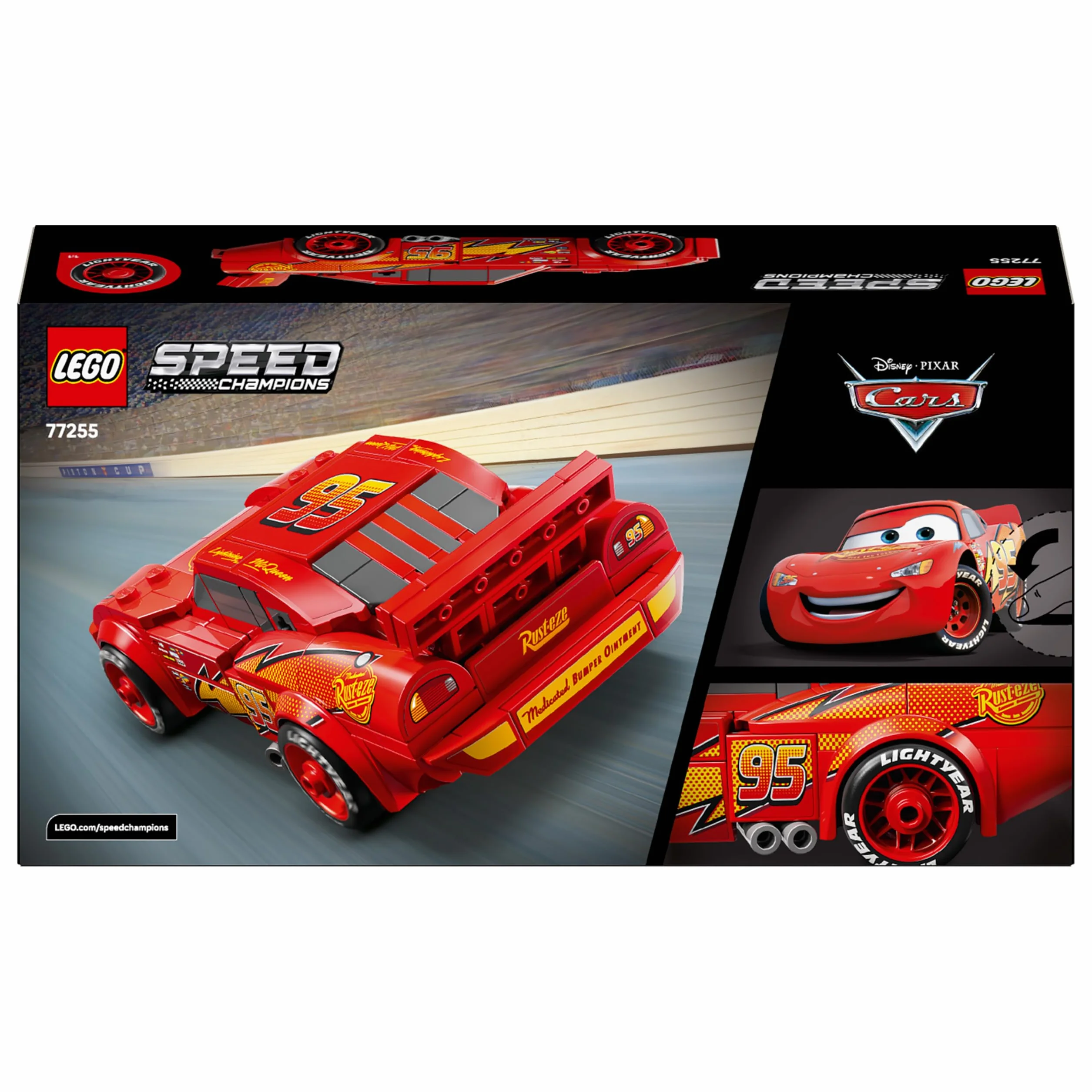 LEGO Speed Champions | Zygzak McQueen, zabawka konstrukcyjna dla chłopca i dziewczynki, samochód do składania dla 9-latka, zestaw z filmu Auta Disney Pixar, pomysł na prezent dla dzieci 77255
