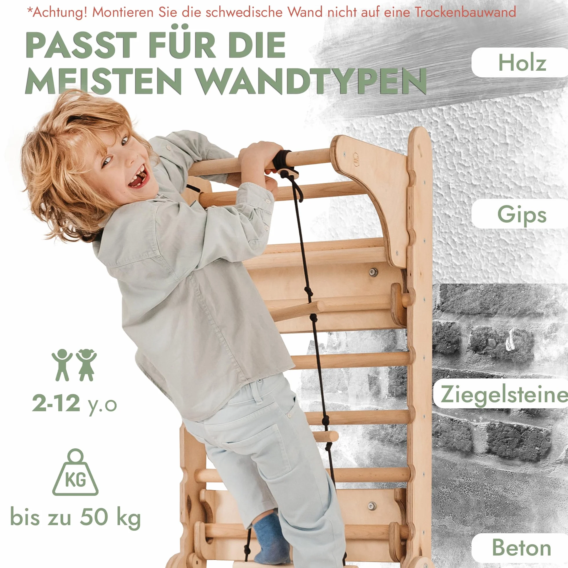 Goodevas Swedish Ladder Indoor Kids Gym: Zestaw do wspinaczki Montessori Play Gym przeznaczony do zastosowania w pomieszczeniu - drewniane zabawki do wspinaczki dla maluchów w wieku 1-7 lat