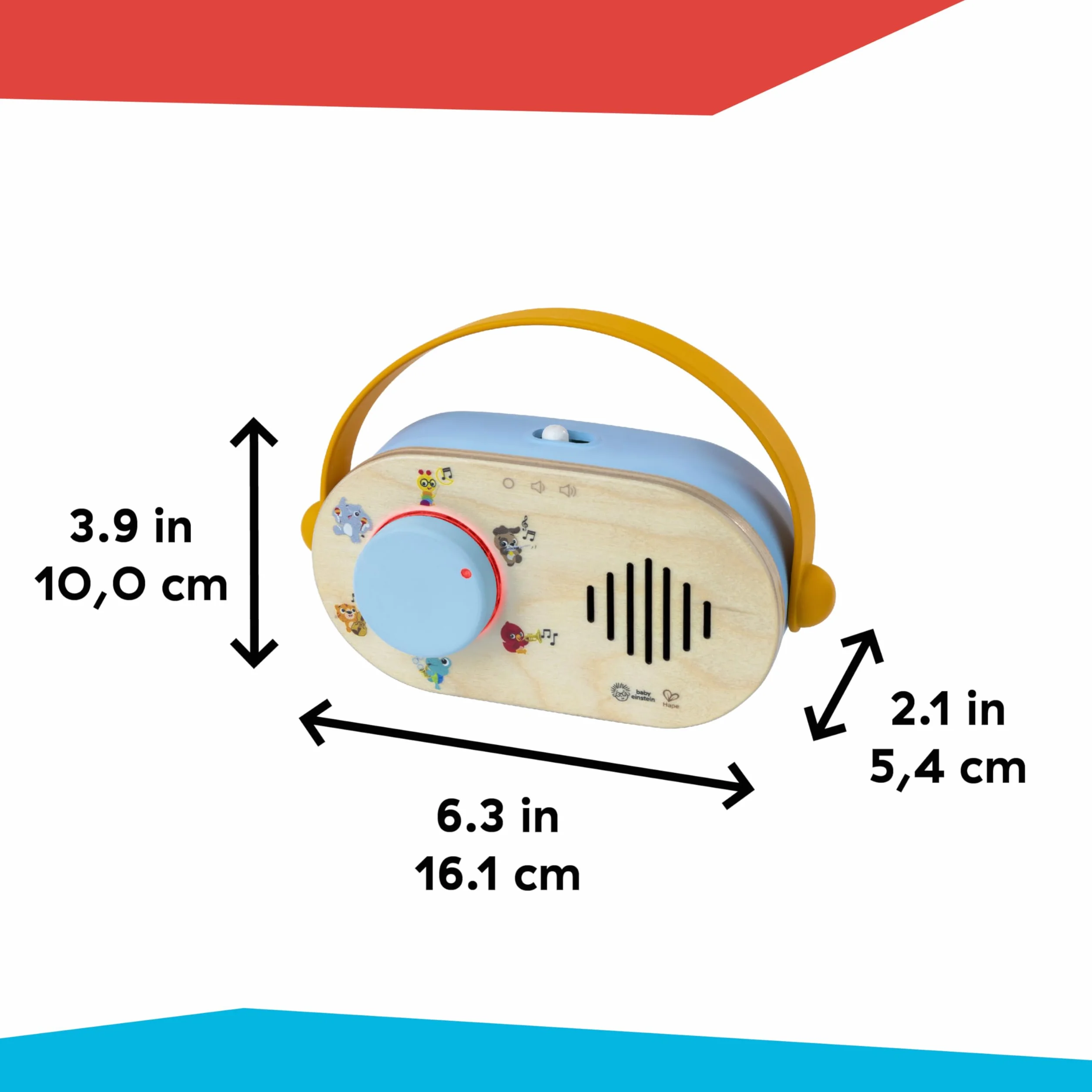 Baby Einstein + Hape, Discovery Radio, zabawka radiowa z muzyką i światłami, przez 6 miesięcy i dłużej