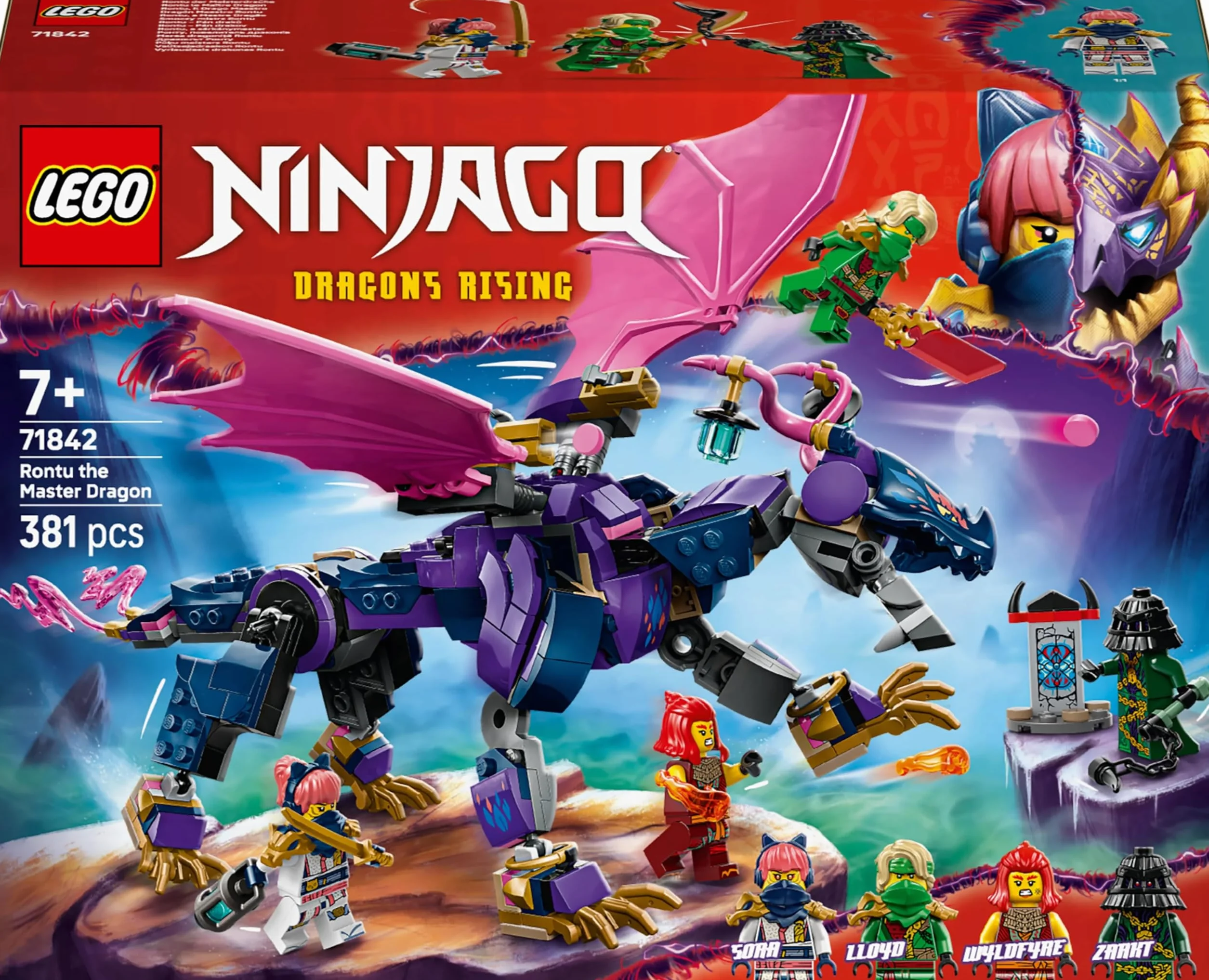 LEGO NINJAGO Smoczy mistrz Rontu, zestaw konstrukcyjny dla 7-latka, zabawka dla dziecka z czterema minifigurkami, w tym Lloydem, pomysł na prezent dla chłopca i dziewczynki, fana ninja i smoków 71842