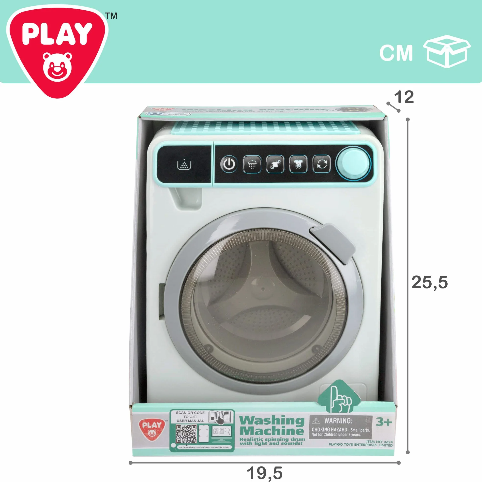 COLORBABY Play Pralka ze światłami i dźwiękami dla chłopców i dziewcząt, zabawki dla dzieci, mini pralka do gier, zabawki domowe, baterie w zestawie (46899)