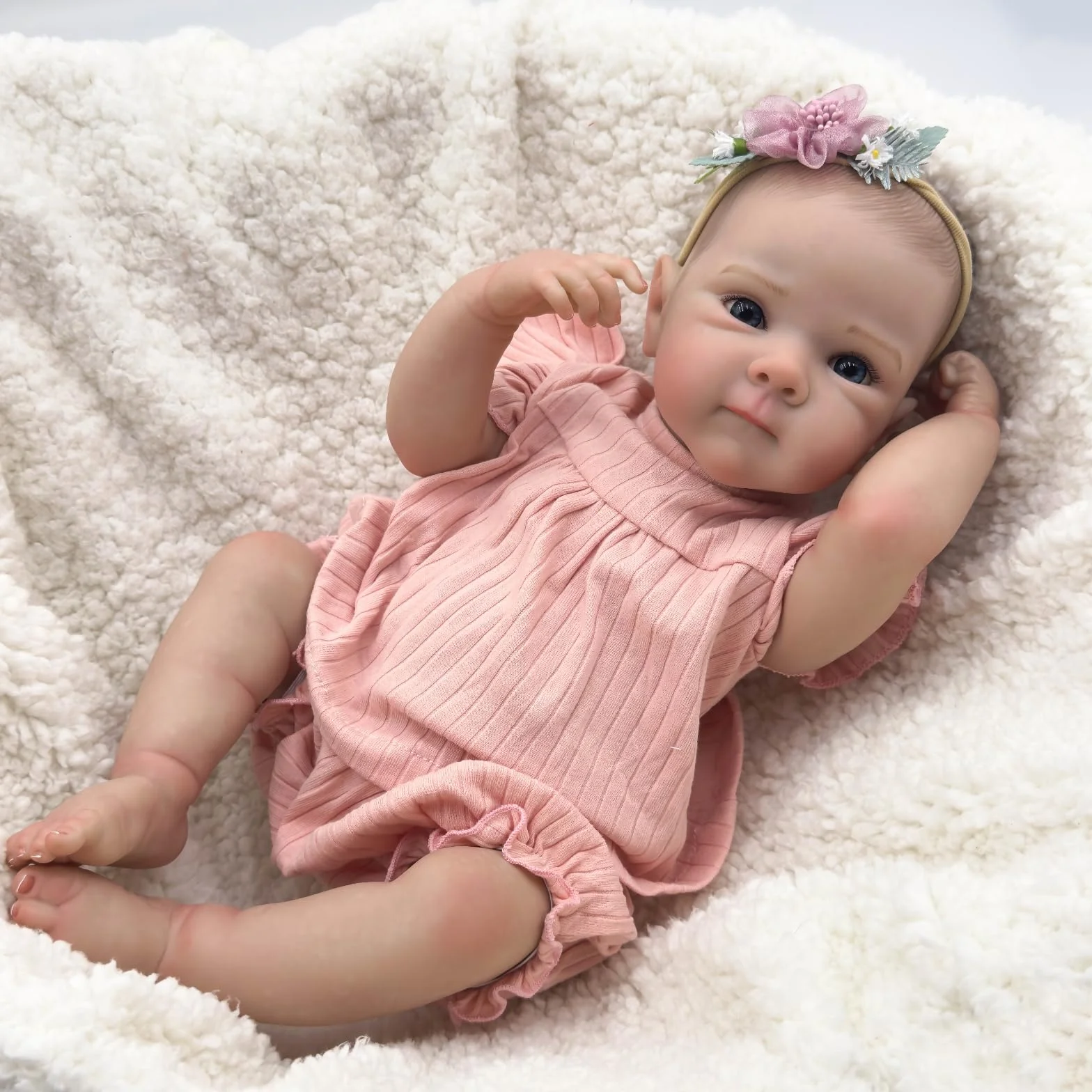 MineeQu 19 cali Realistyczna Lalka Reborn, Wyglądająca Prawdziwie, Pełne Ciała z Winylu, Ręcznie Pomalowane Włosy, Żywotna Noworodek
