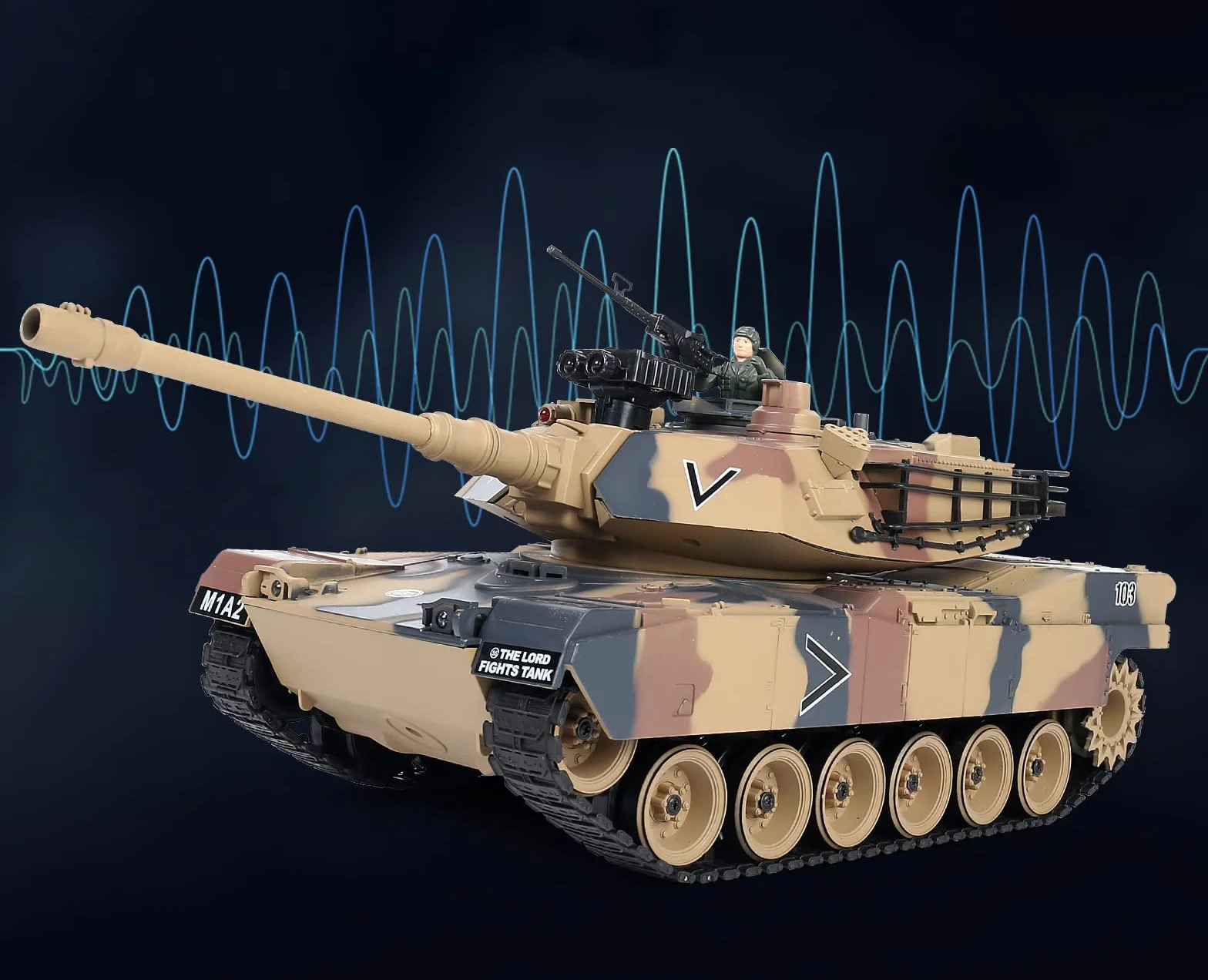 efaso Zdalnie sterowany czołg – zdalnie sterowany czołg z funkcją strzału / wieża obracana o 360 stopni z dźwiękiem i światłem 1:18 - model czołgu RC Camouflage, ZY022-817