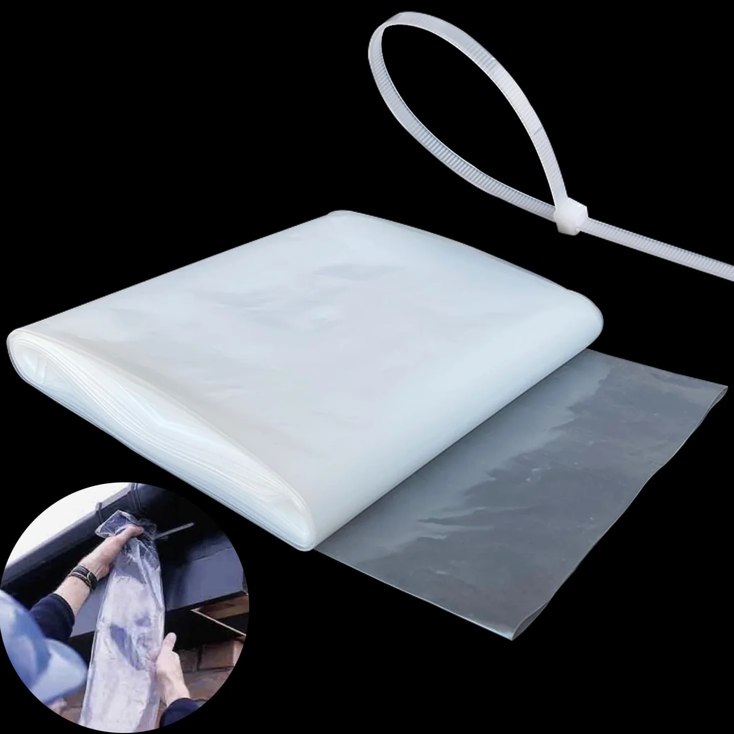 Rura spustowa rynny deszczowej 20 cm x 10 m Rura rynnowa z 4 opaskami kablowymi do rynny deszczowej rury deszczowej rynny do połączeń rurowych(10 M)