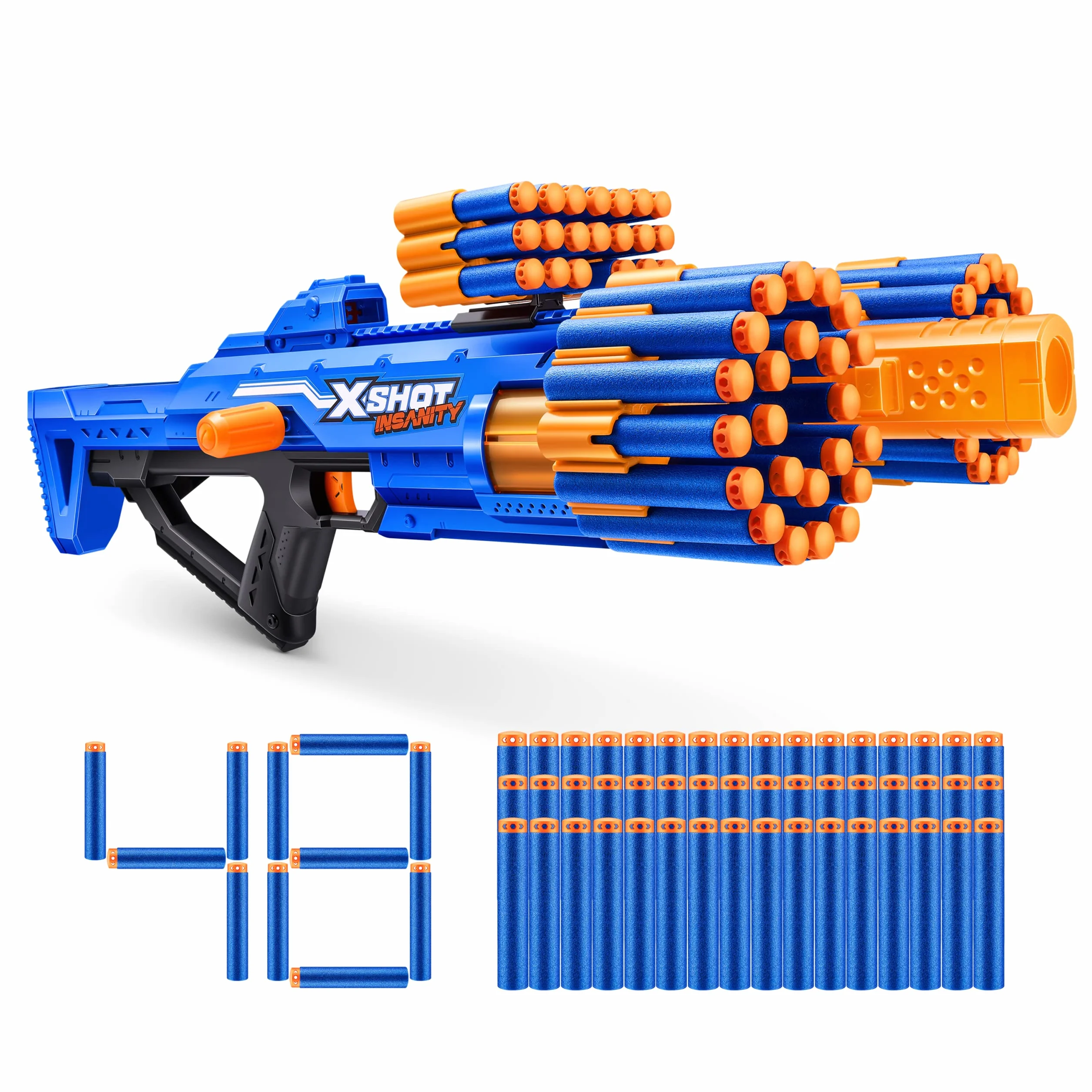 ZURU X-Shot Insanity Bezerko z 84 rzutkami, kieszonka powietrzna i przechowywanie rzutek, zabawka outdoorowa dla chłopców i dziewcząt, nastolatków i dorosłych