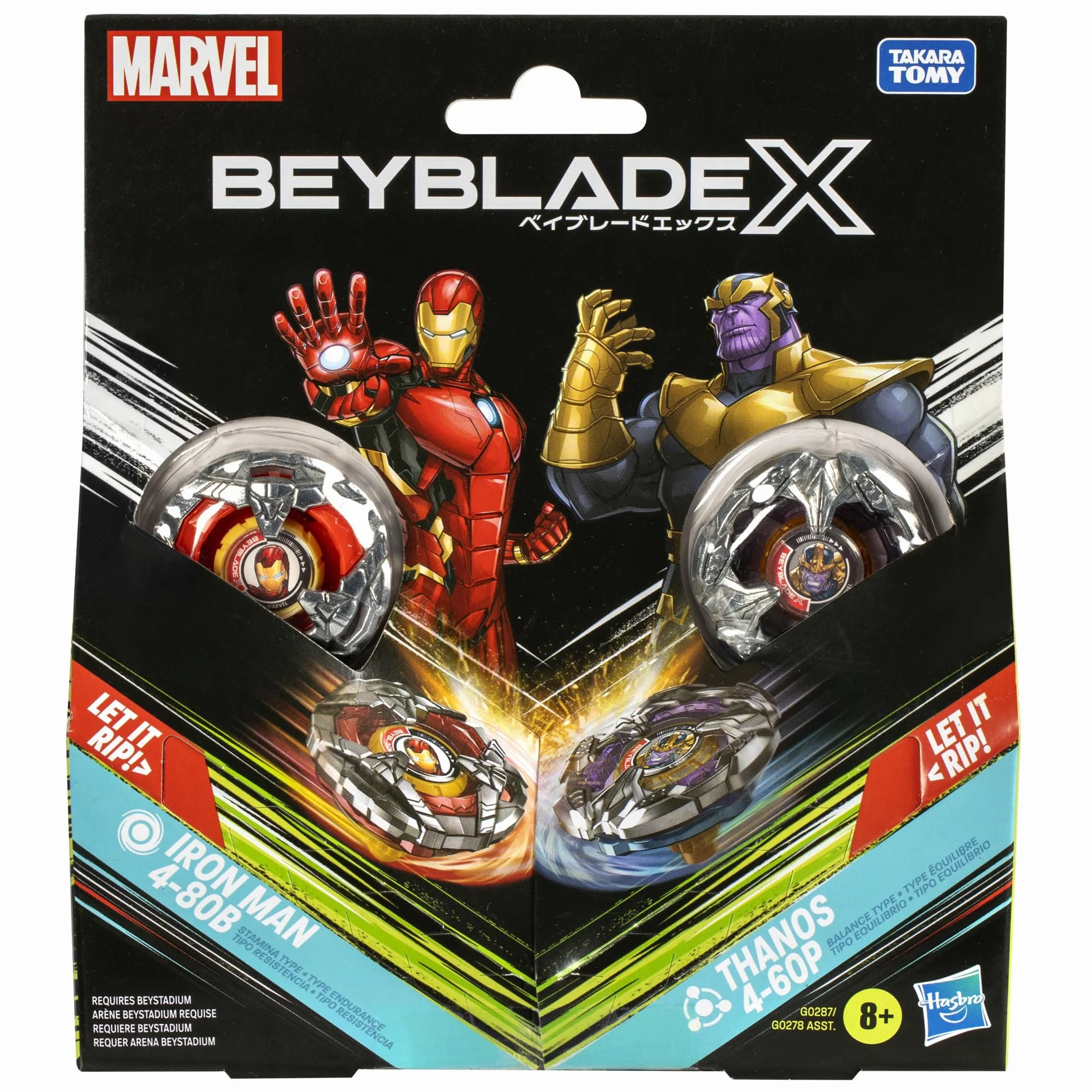 Wielopak Beyblade X Marvel Collab Iron Man 4-80B kontra Thanos 4-60B